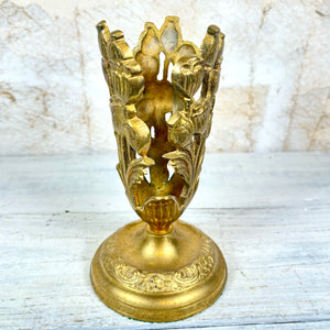 Vintage Floral Brass Vase Holder