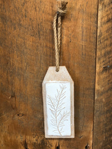 Resin Pine Branch Tag Ornament Large