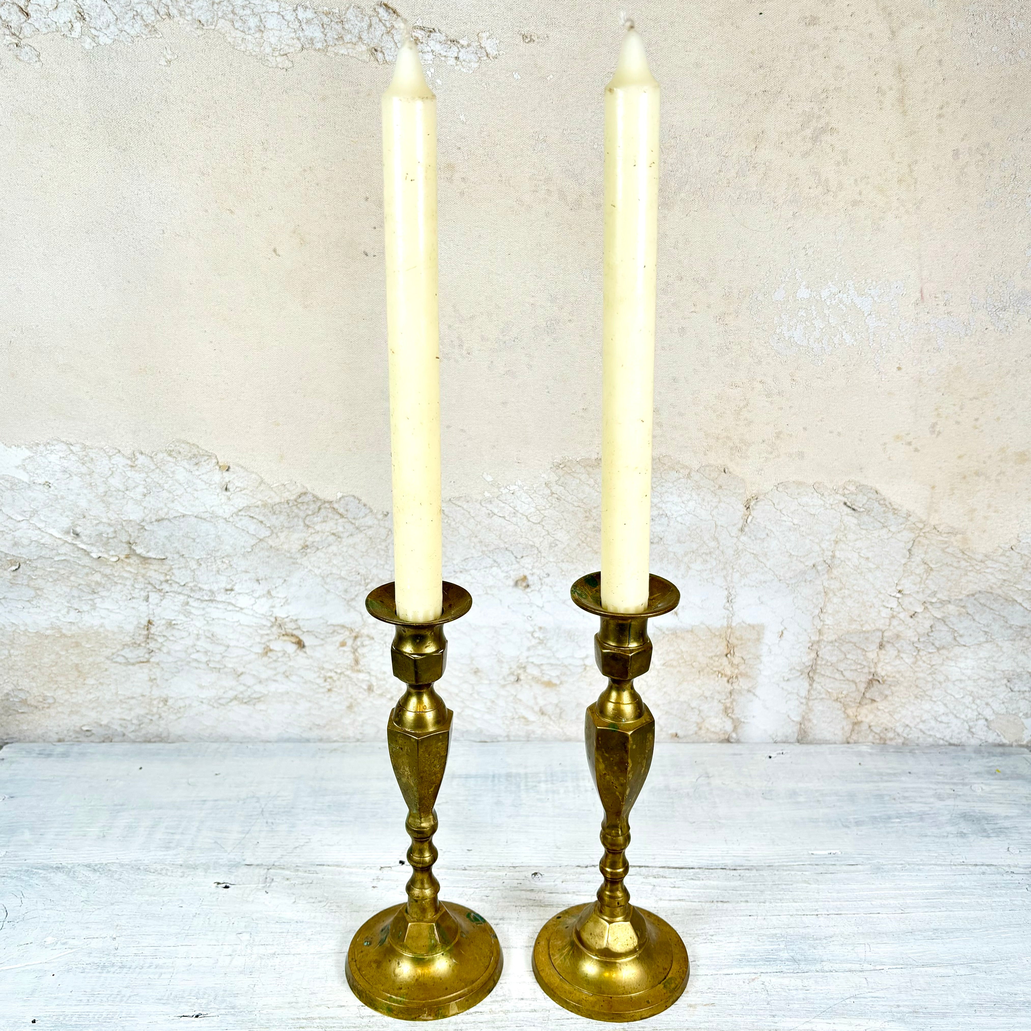 Vintage Brass Candlesticks Set of Two