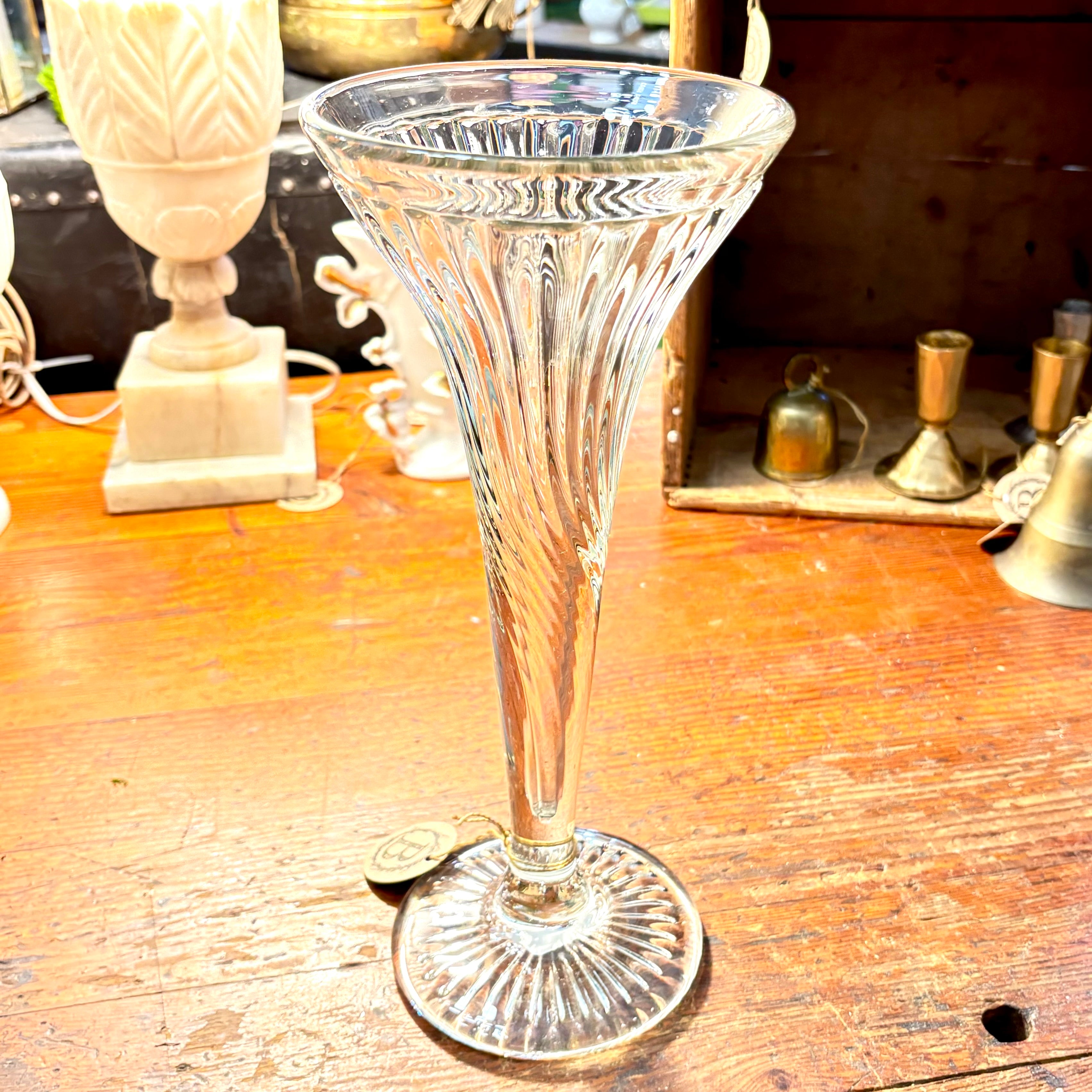 Tall Vintage Swirled Glass Vase