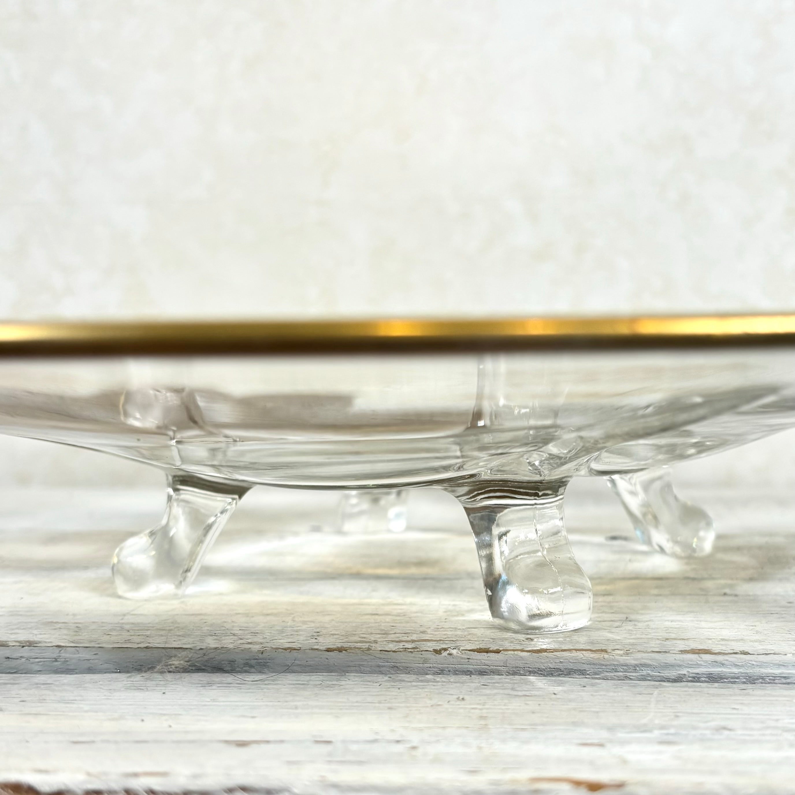 Vintage Gold Trimmed Glass Footed Platter