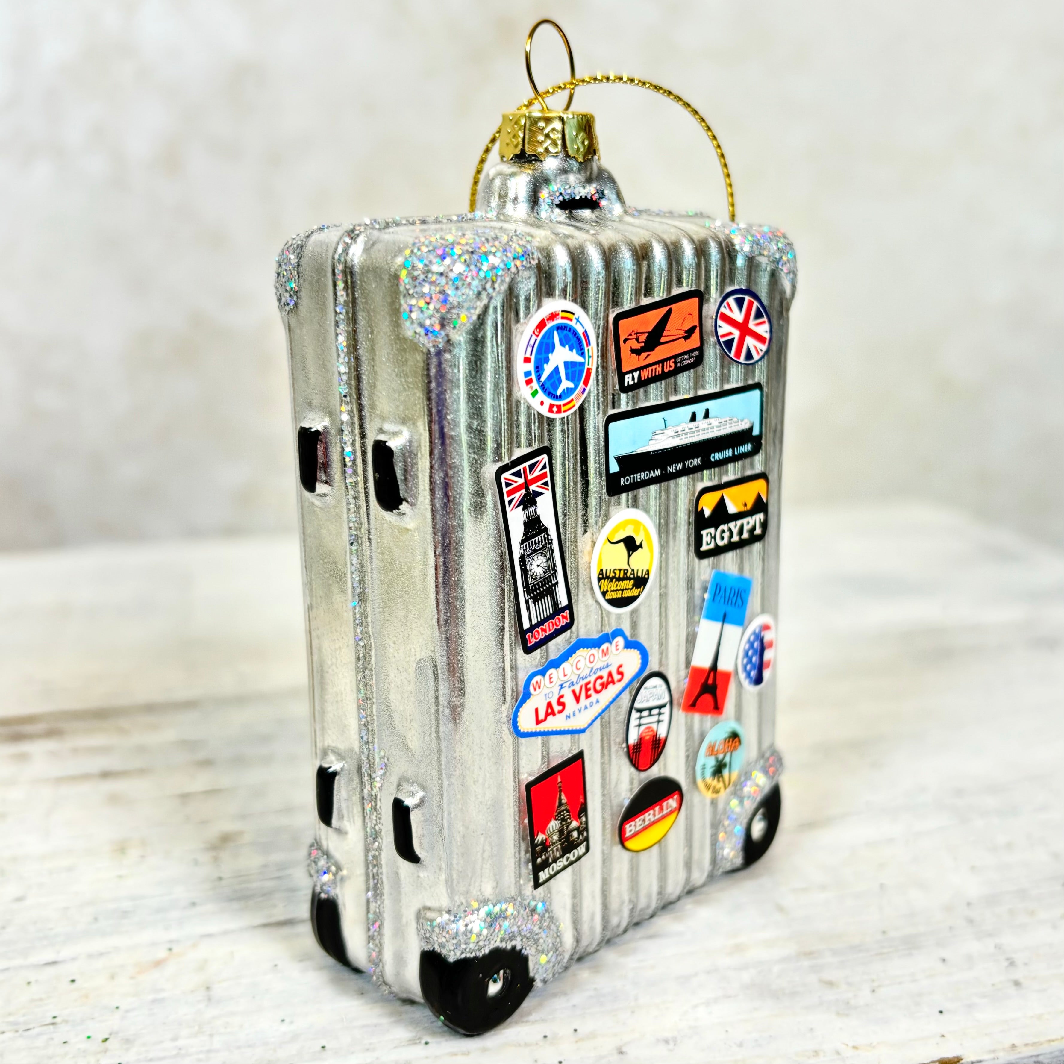 Jetsetter Suitcase Glass Ornament