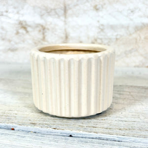 Ribbed Cylinder Pot White Small