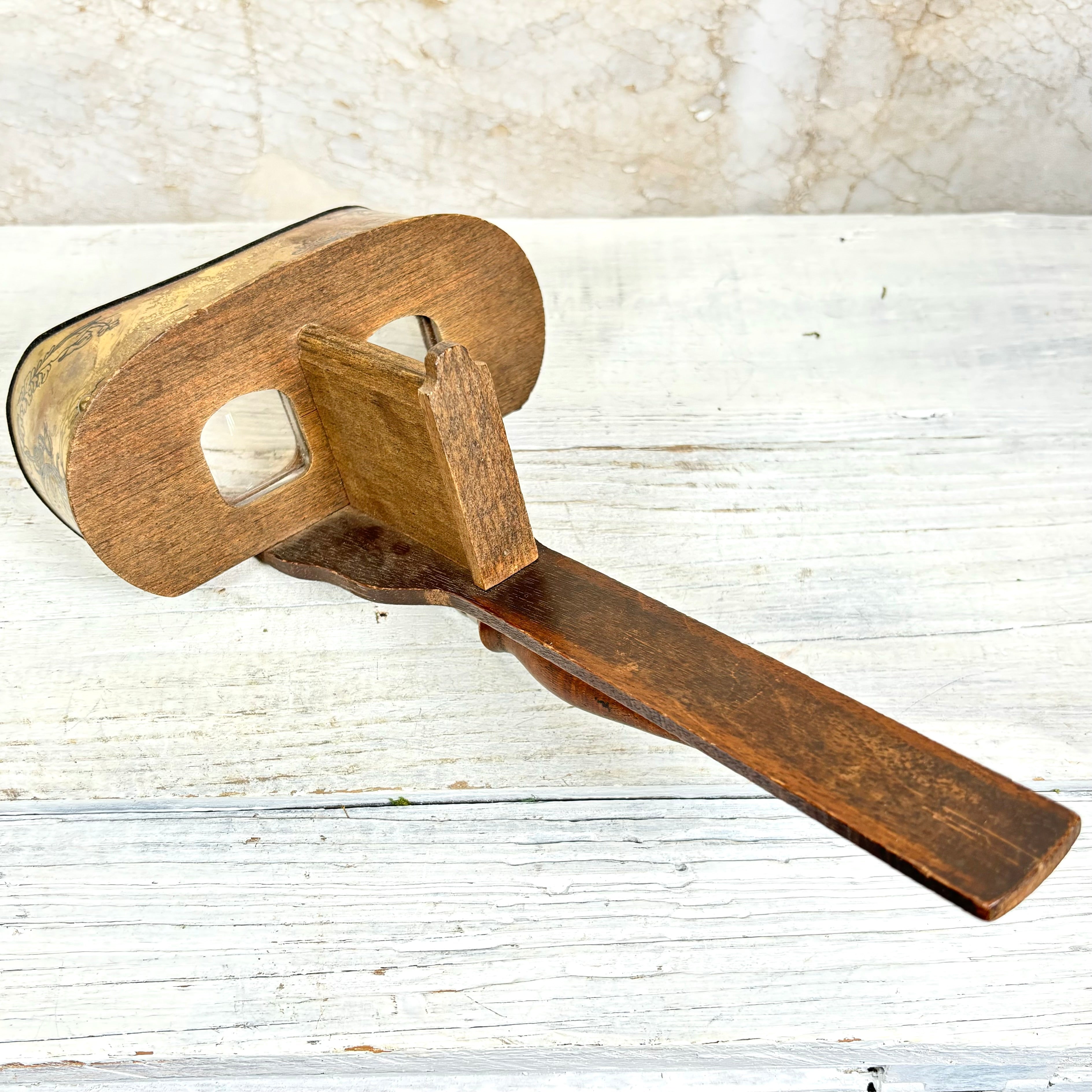 Early 1900's Antique Brass Wooden Stereoscope Viewer