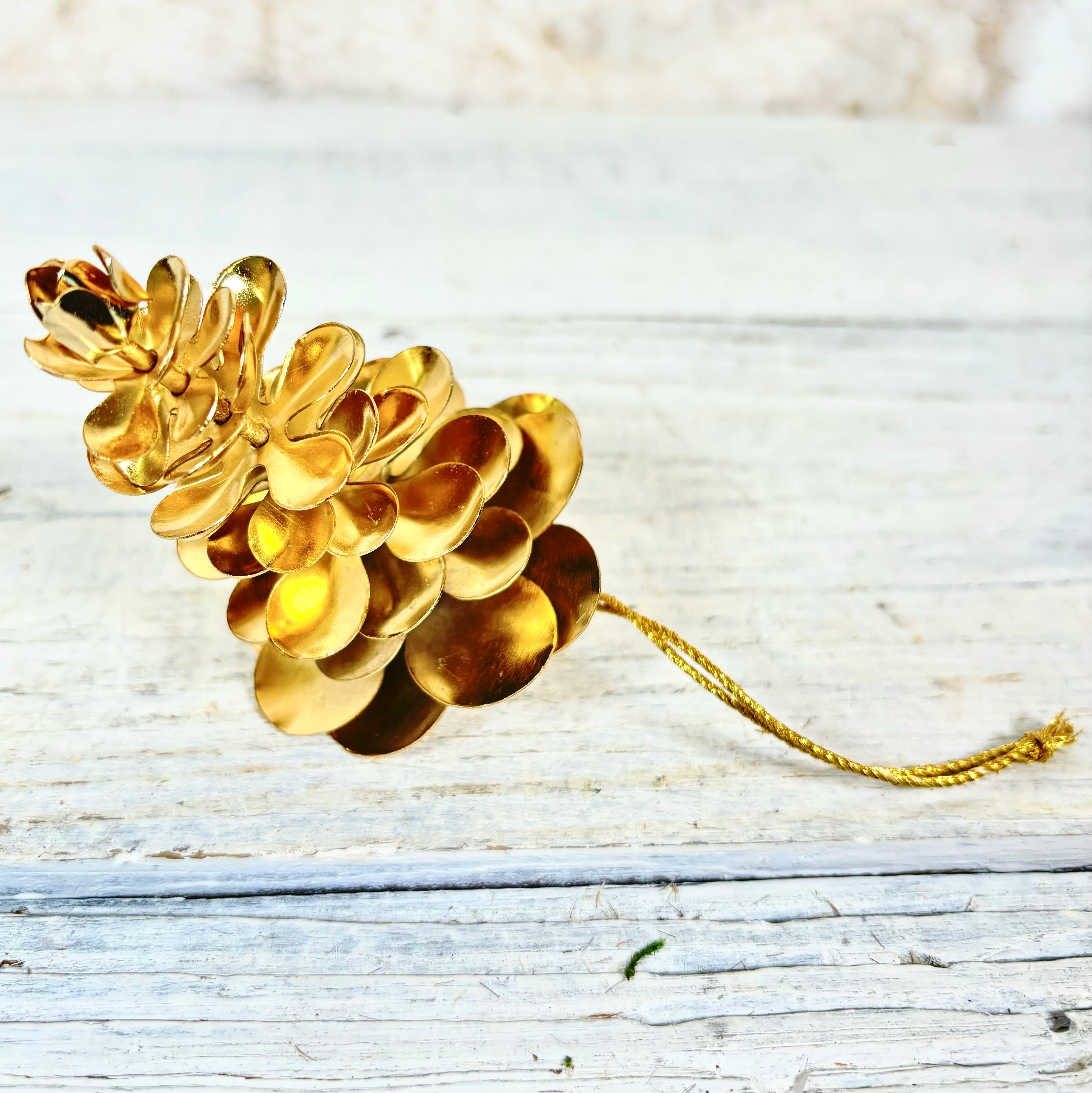 Slim Pine Cone Gold Iron Ornament