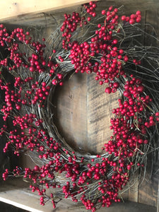 Large Red Berry Twig Wreath