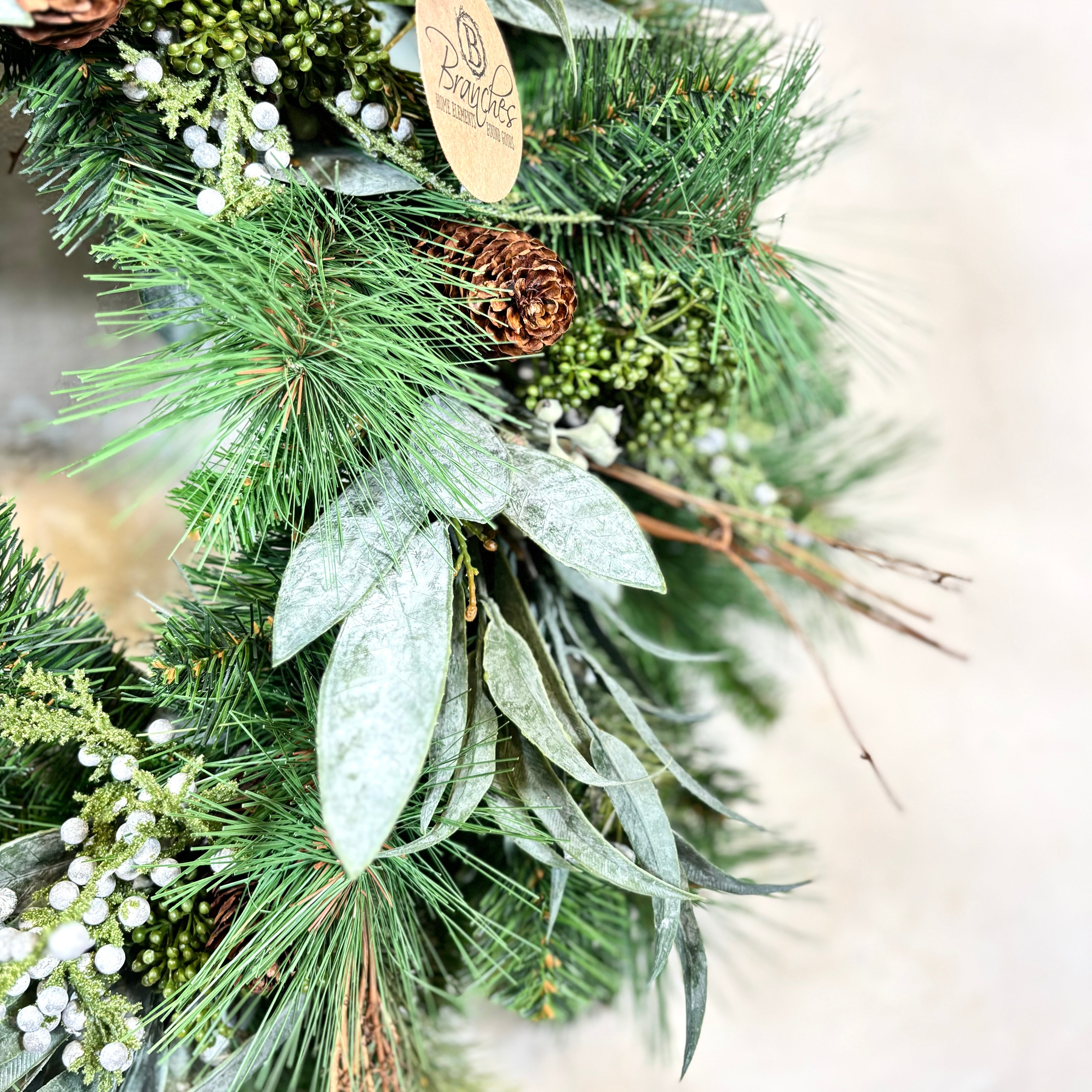 24"D Wreath Seeded Eucalyptus and Pine