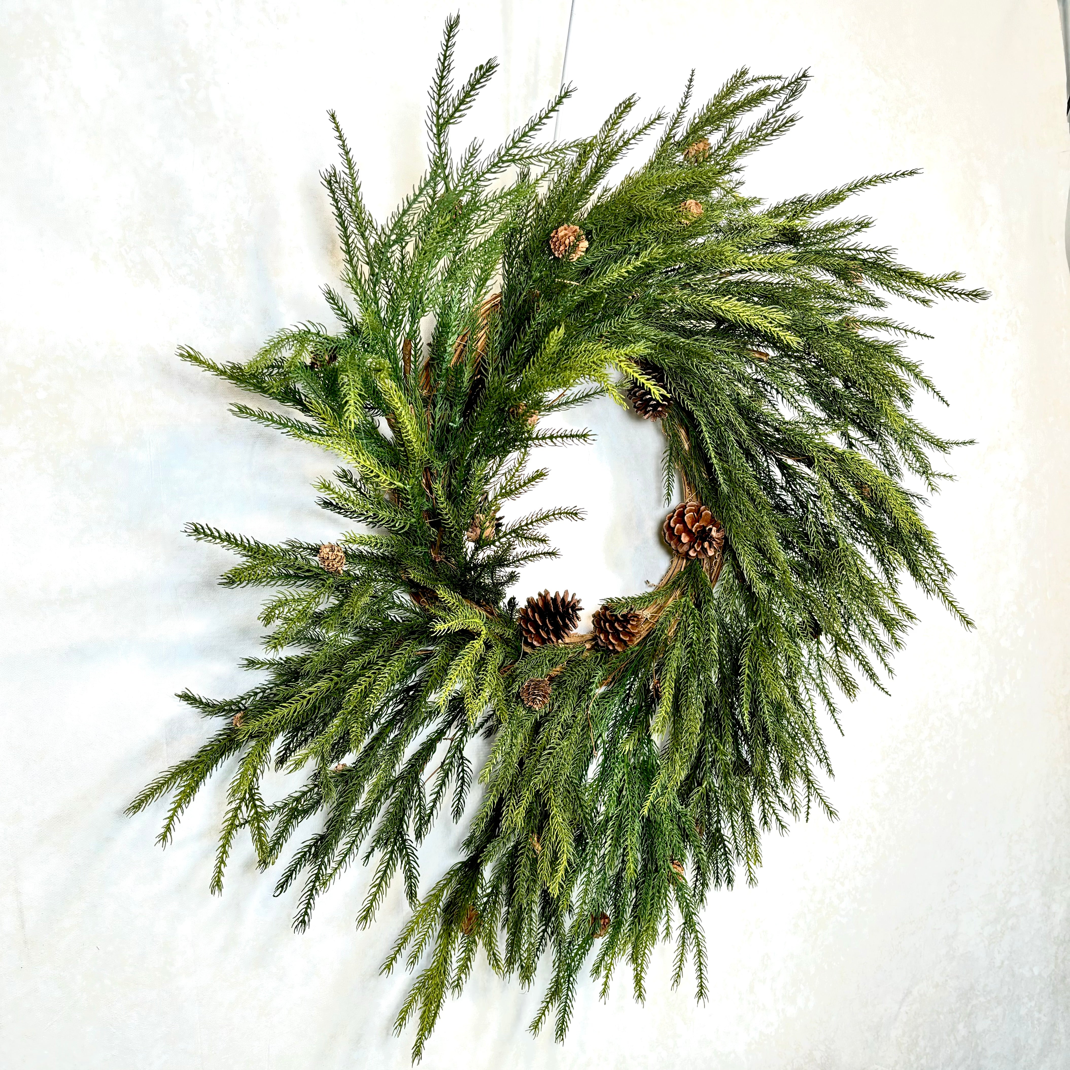 32"D Cypress Wreath with Pinecones