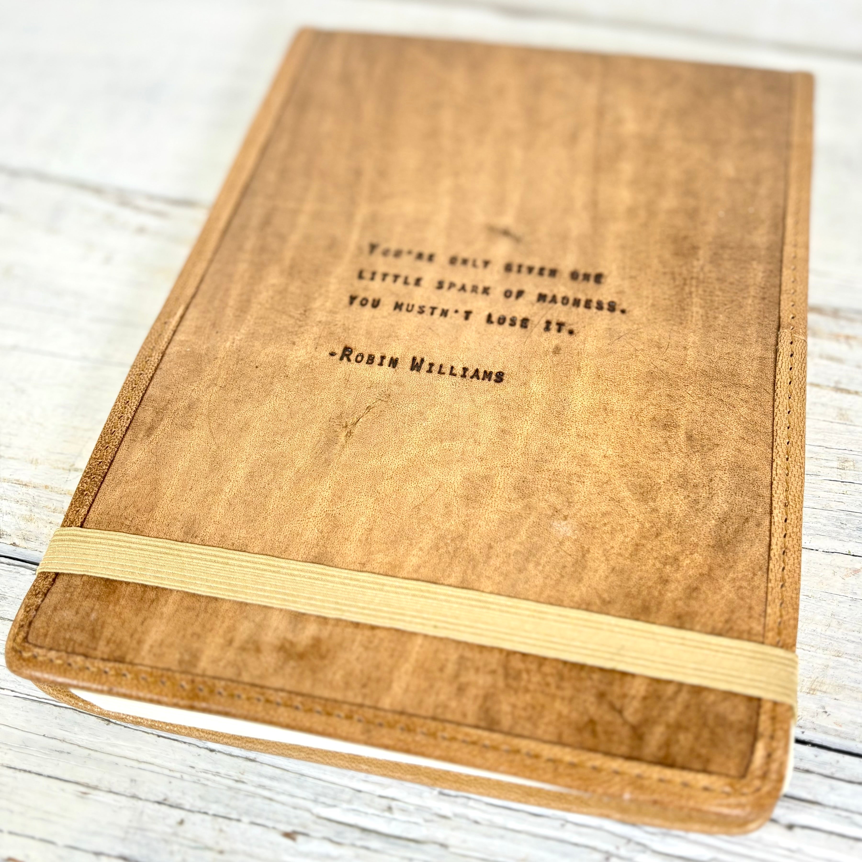 Large Robin Williams Hand-Stamped Leather Journal