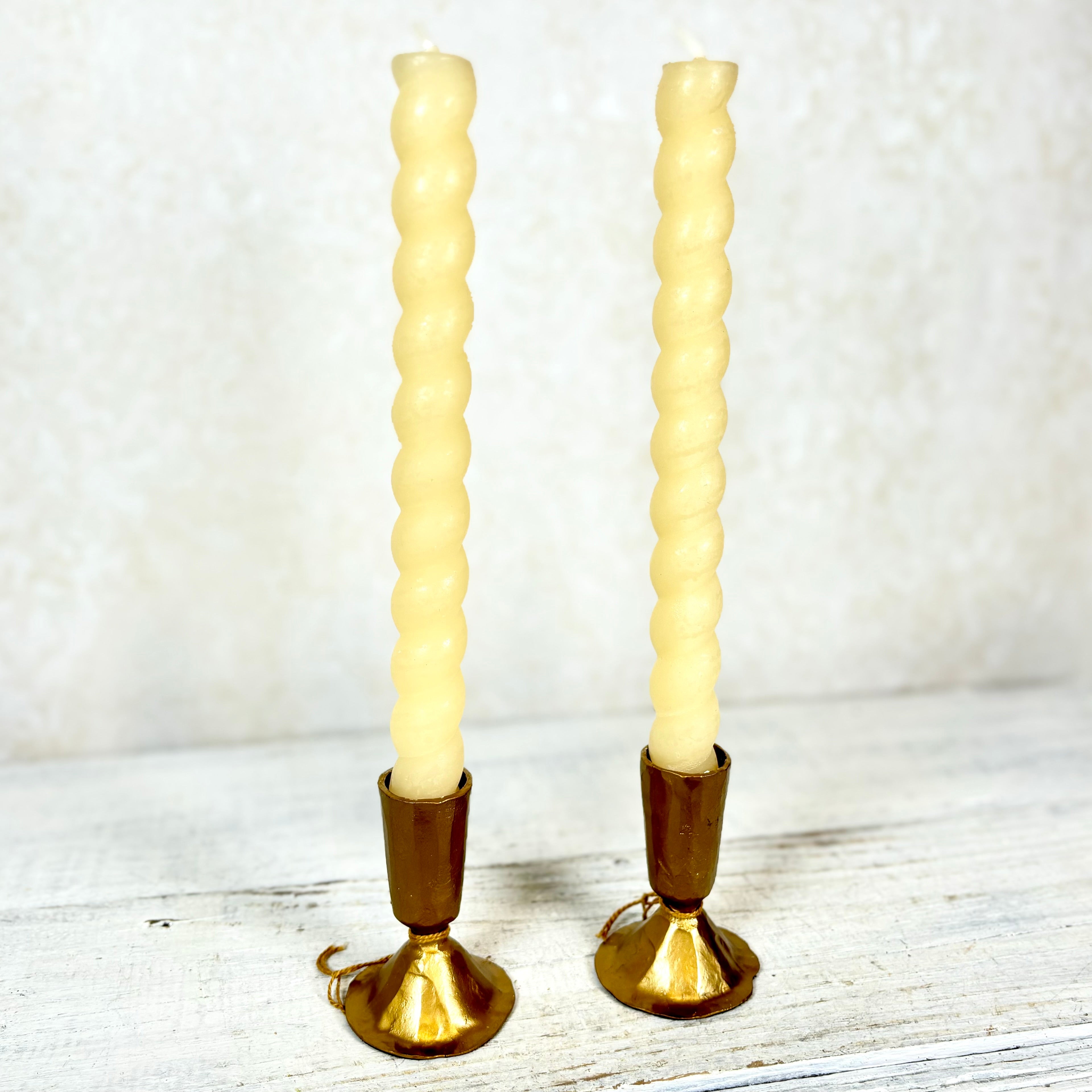 Unscented Cream Twisted Taper Candle Box of Two