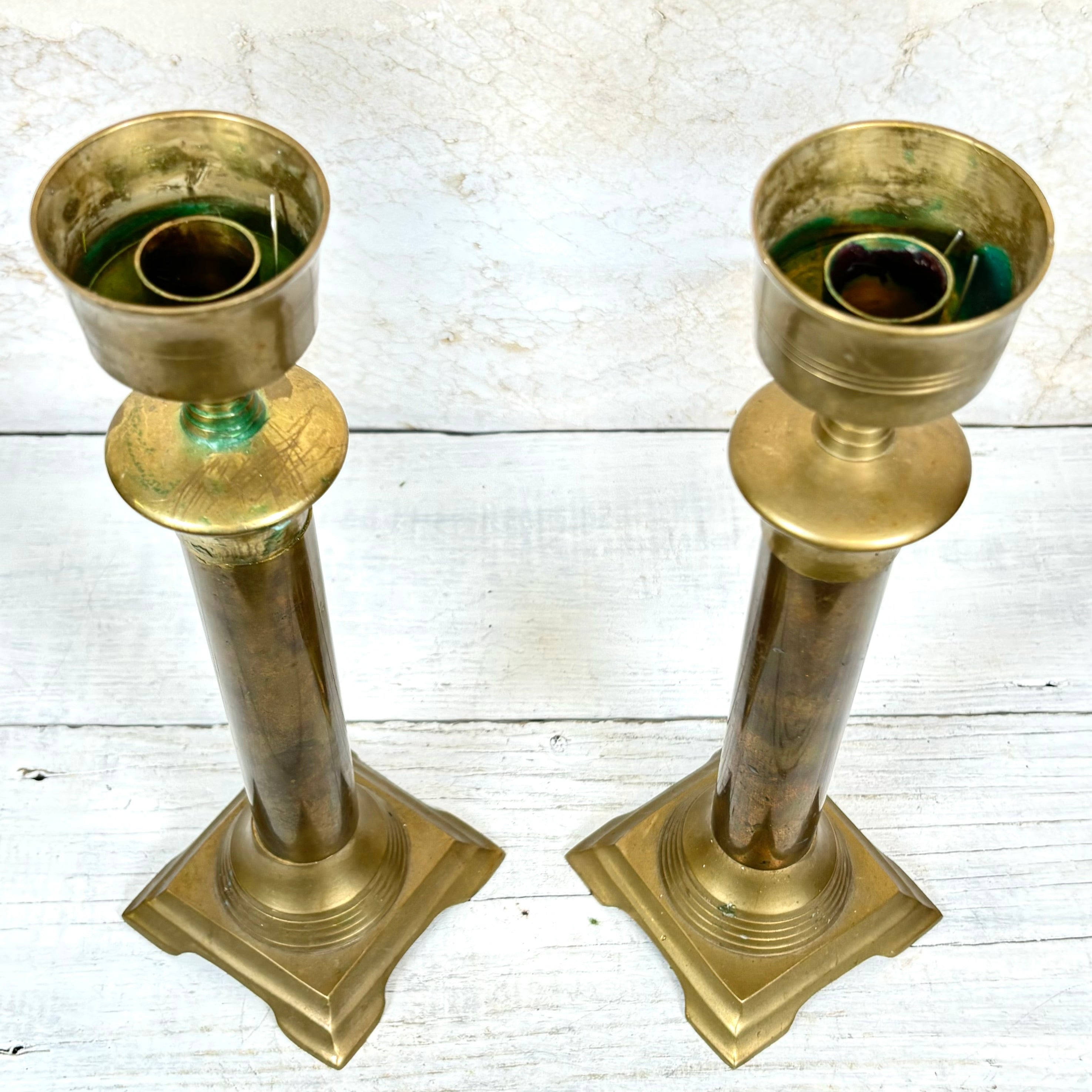 Vintage Brass Pair of Taper Candle Holders