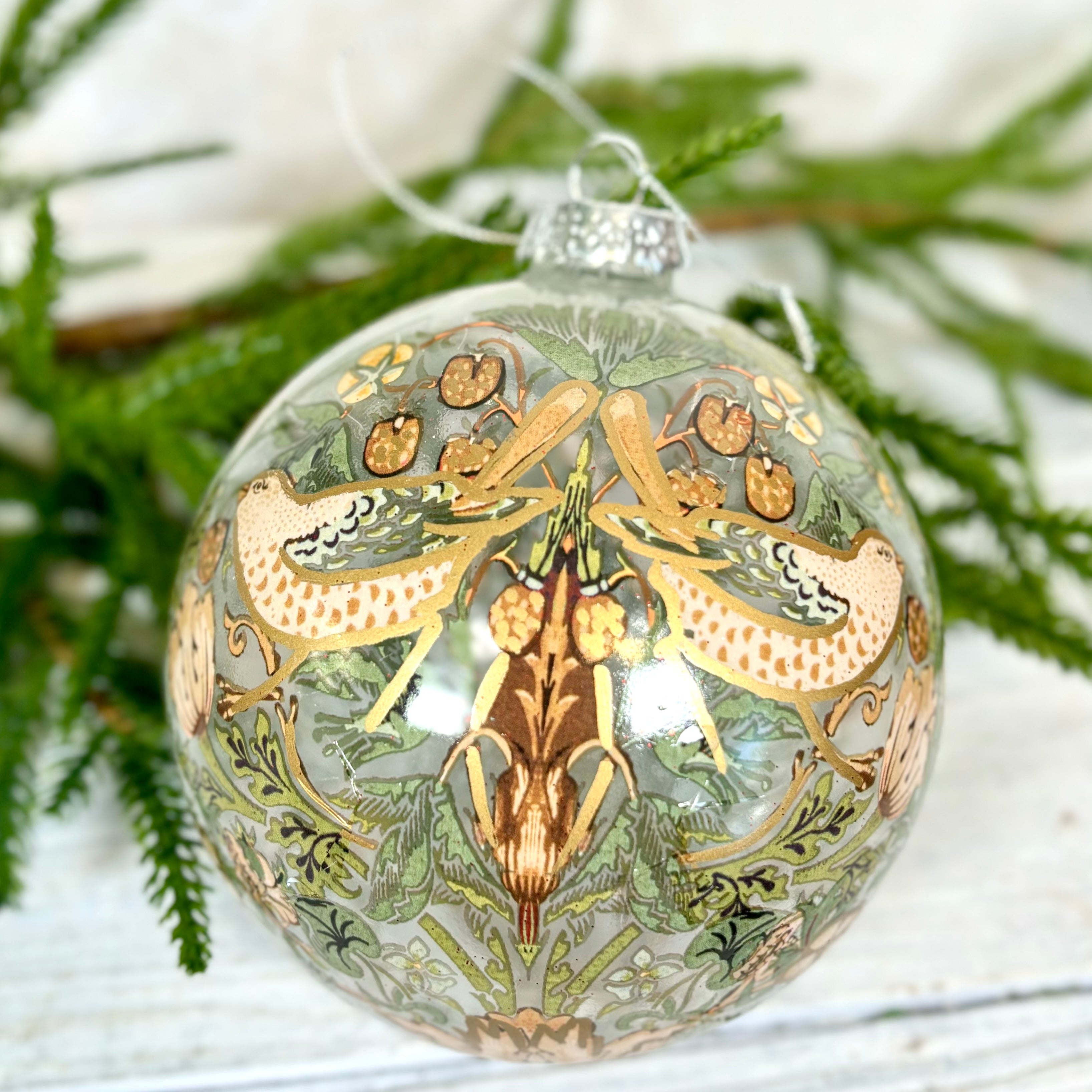 Gold Birds Glass Ball Ornament