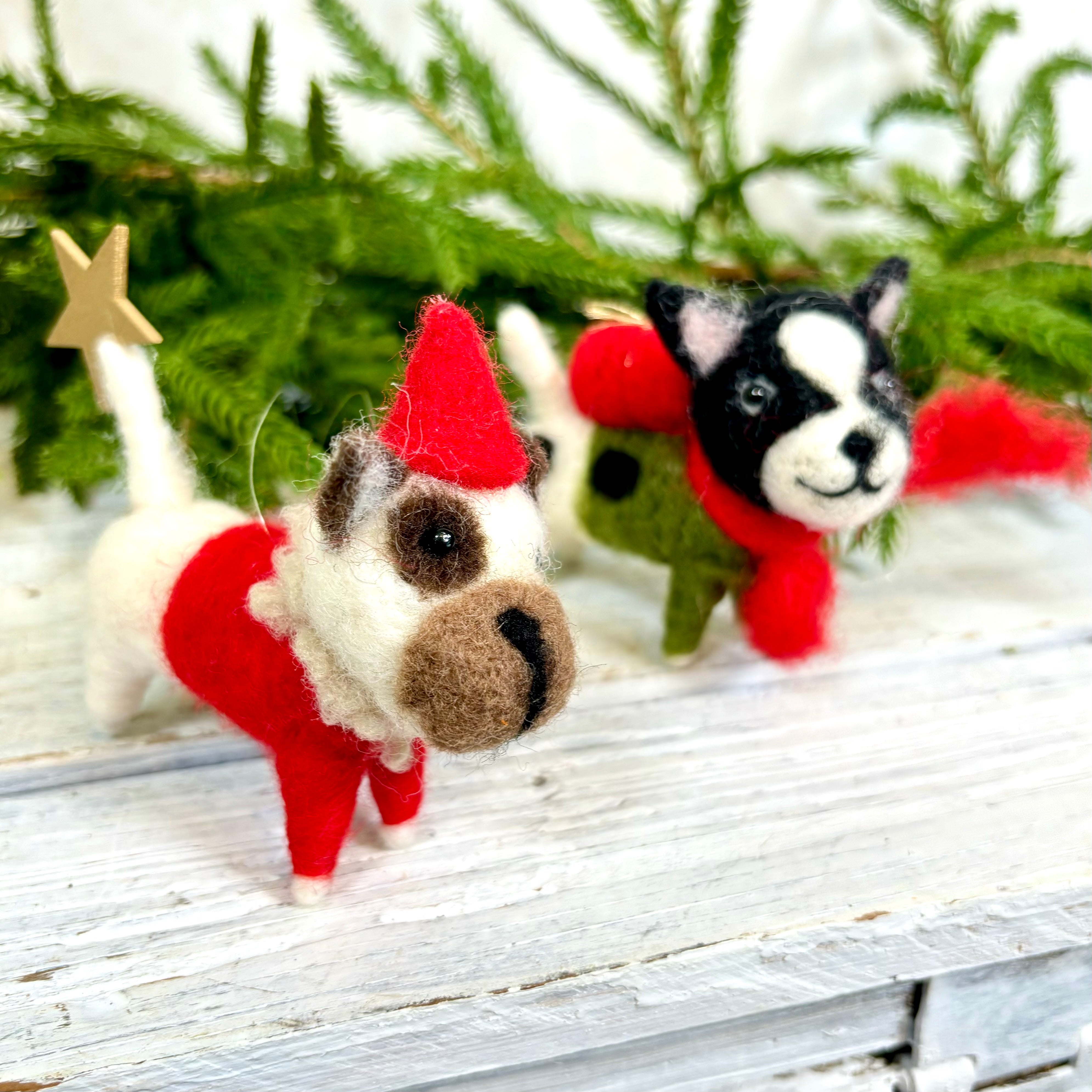 Felt Puppy in Red Outfit with Star Ornament