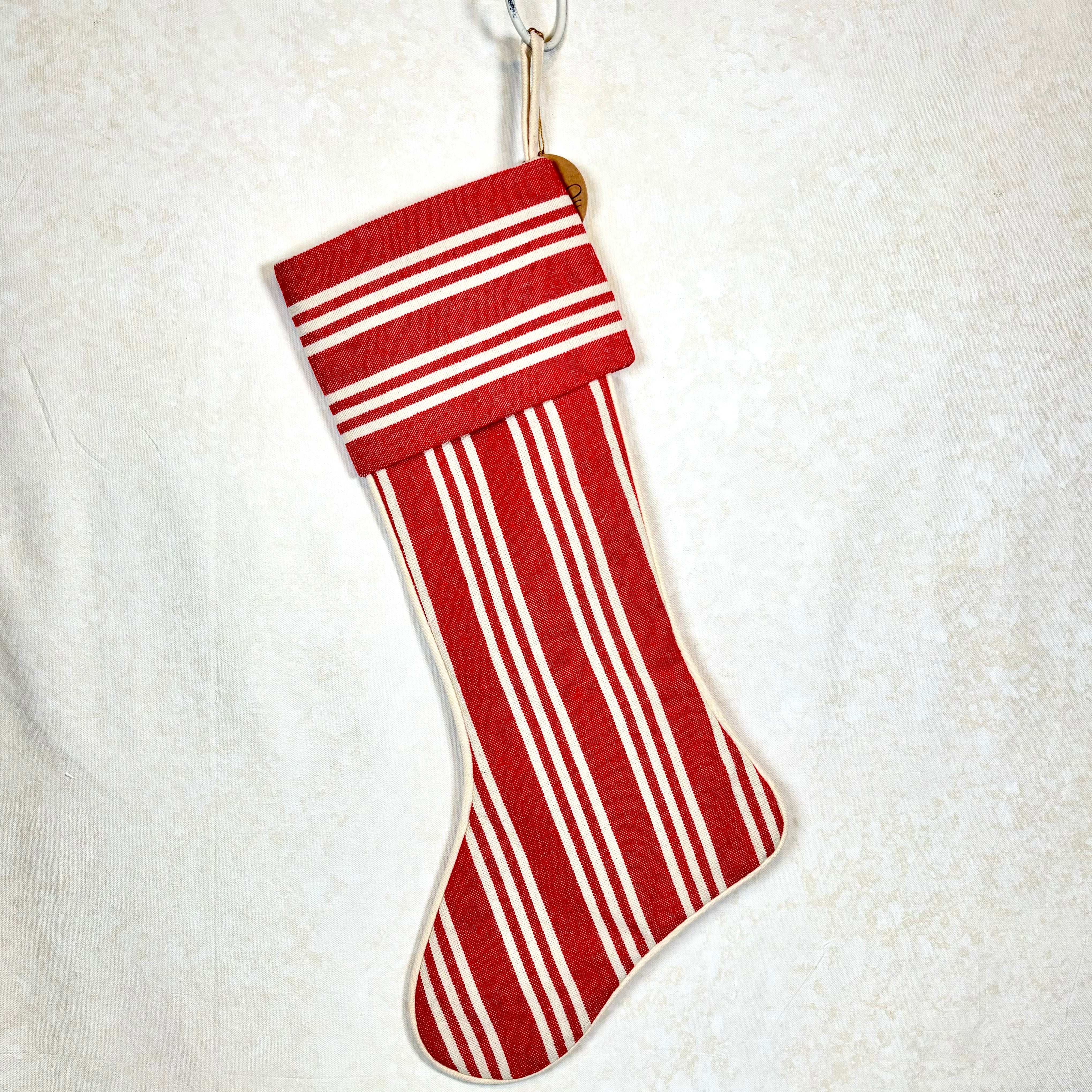 Stripe Red Linen Stocking