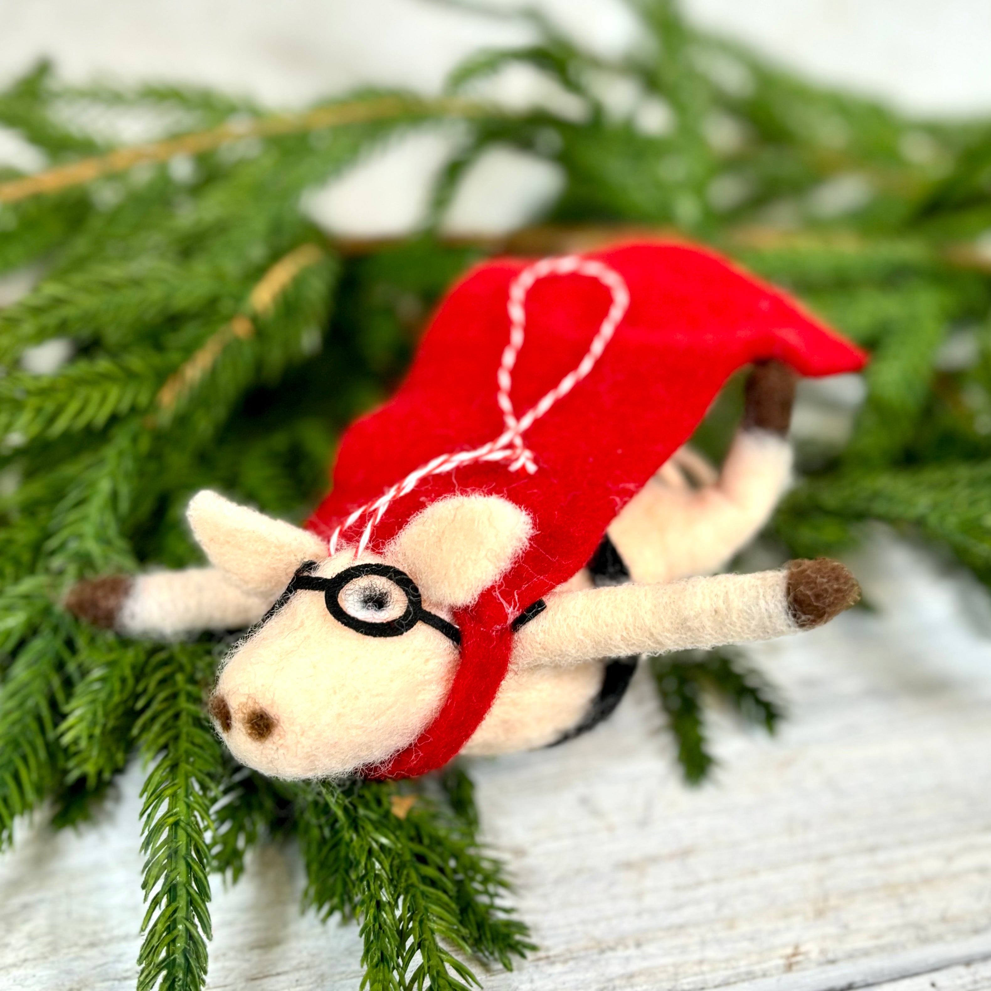 Felt Flying Pig Super Hero Ornament