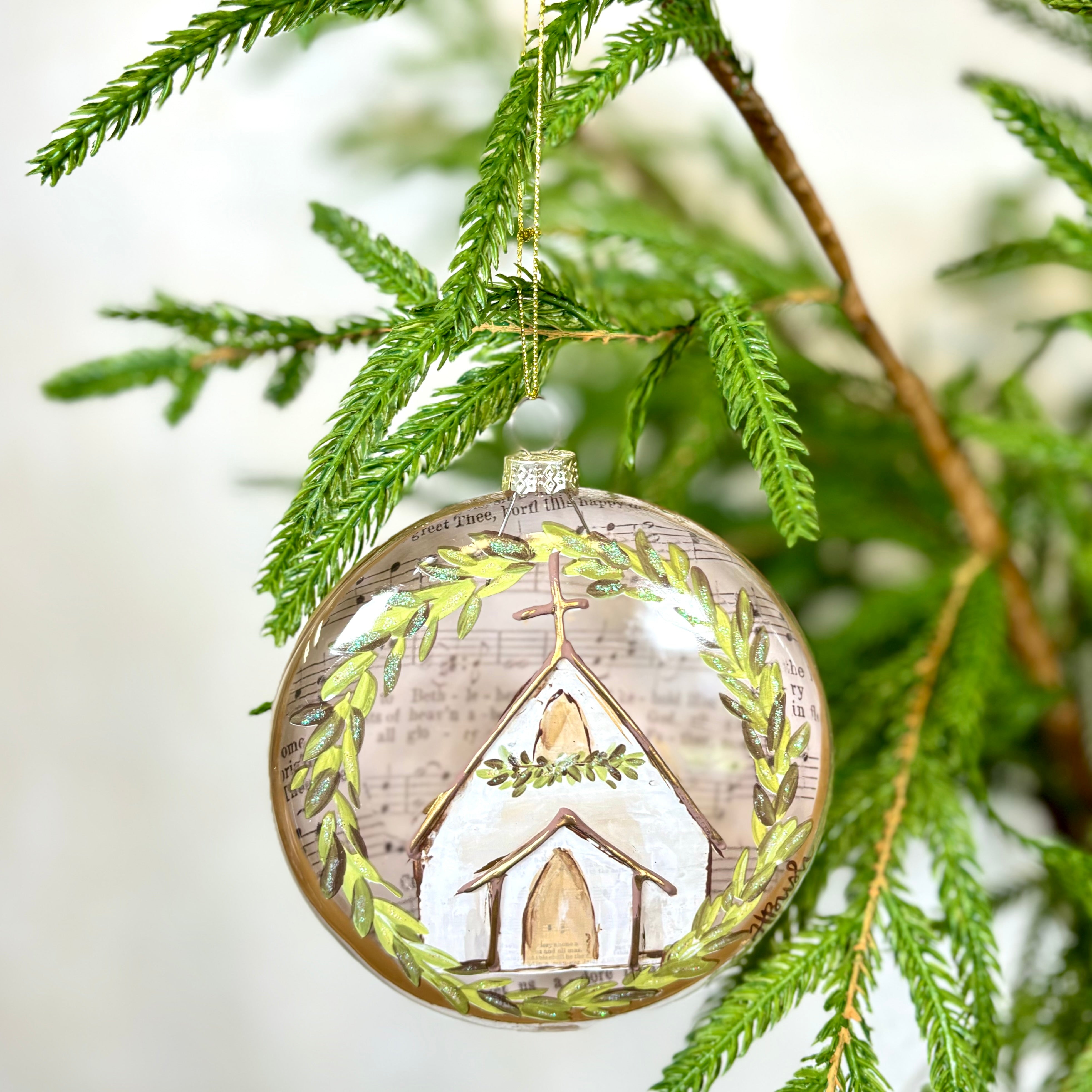 Music Sheet Chapel Glass Disc Ornament