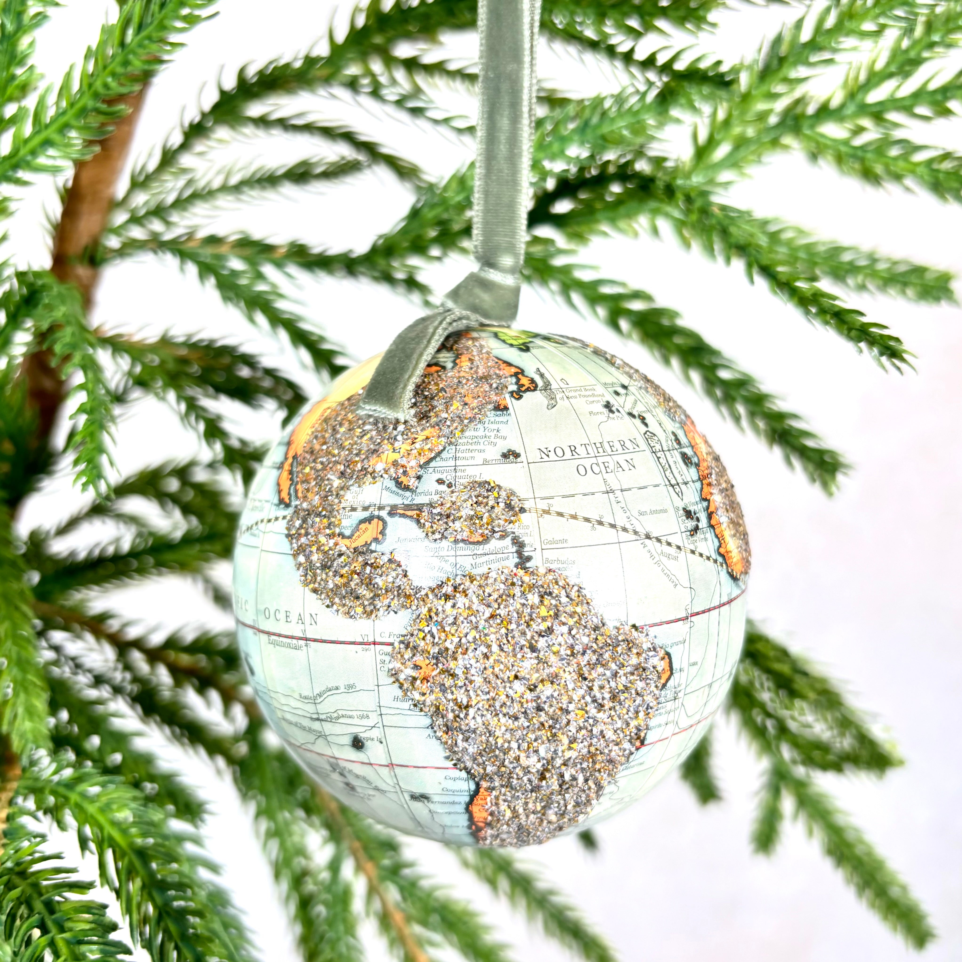 Glittered Globe Plastic Ornament