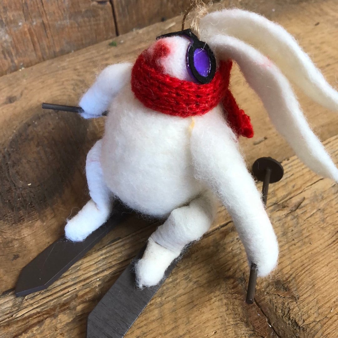 Felt Ski Racer Bunny with Goggles and Scarf