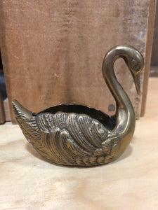 Vintage Brass Swan Mini Container
