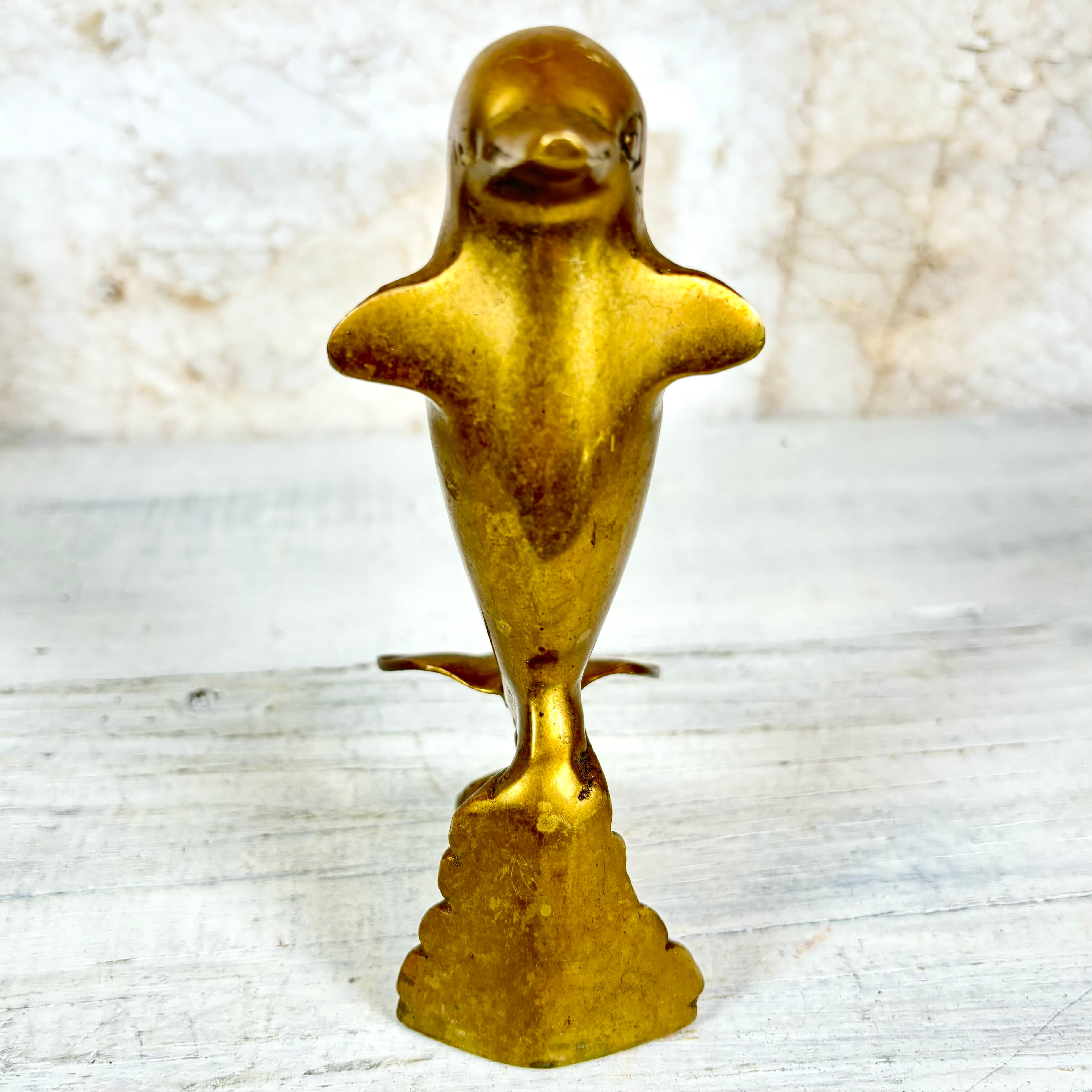 Vintage Brass Dolphin with Wave