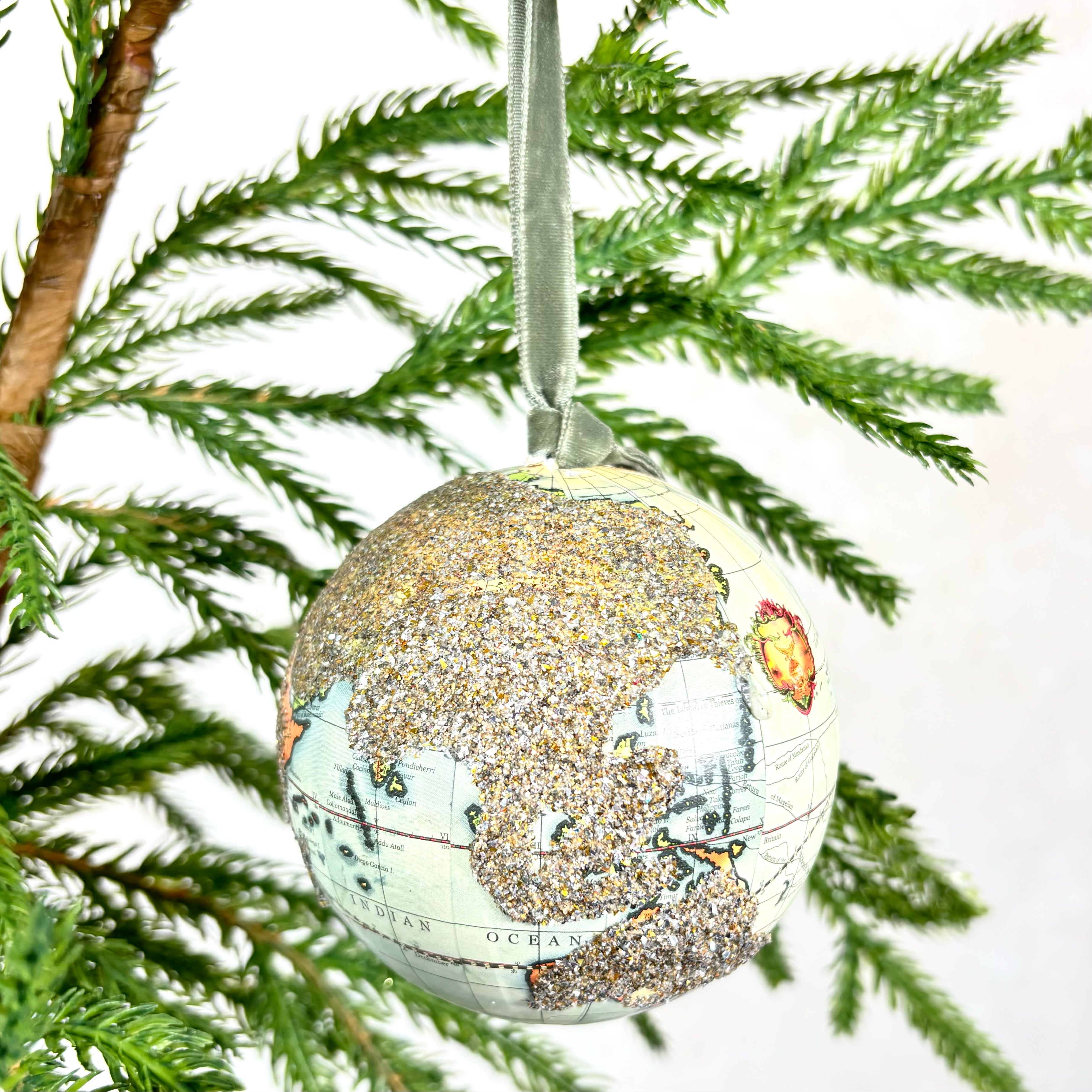 Glittered Globe Plastic Ornament