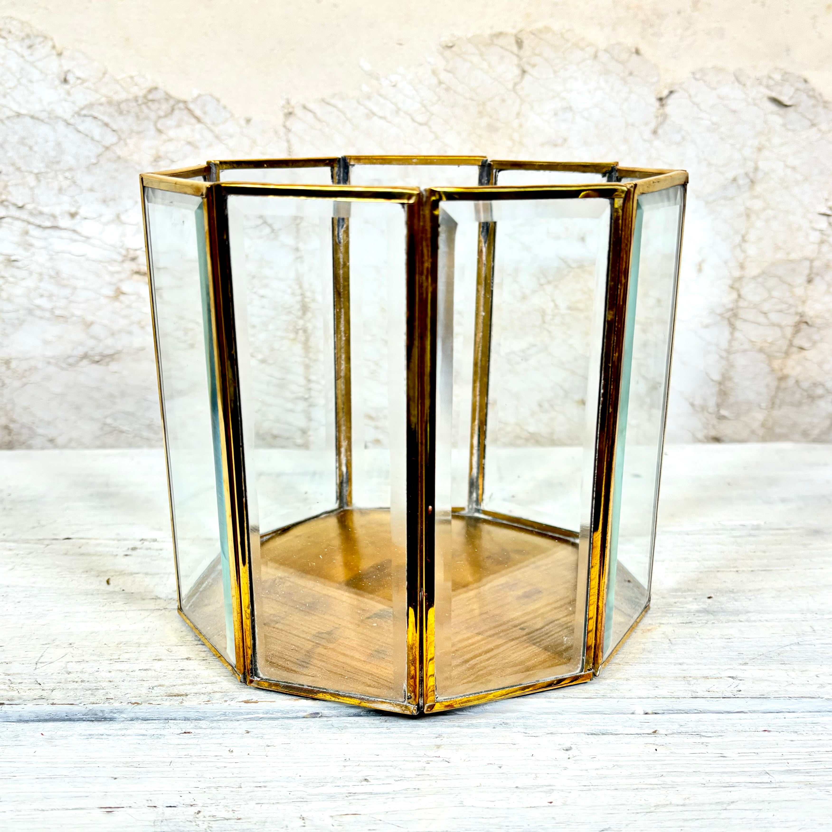 Glass Metal Vase Nine Sided Small