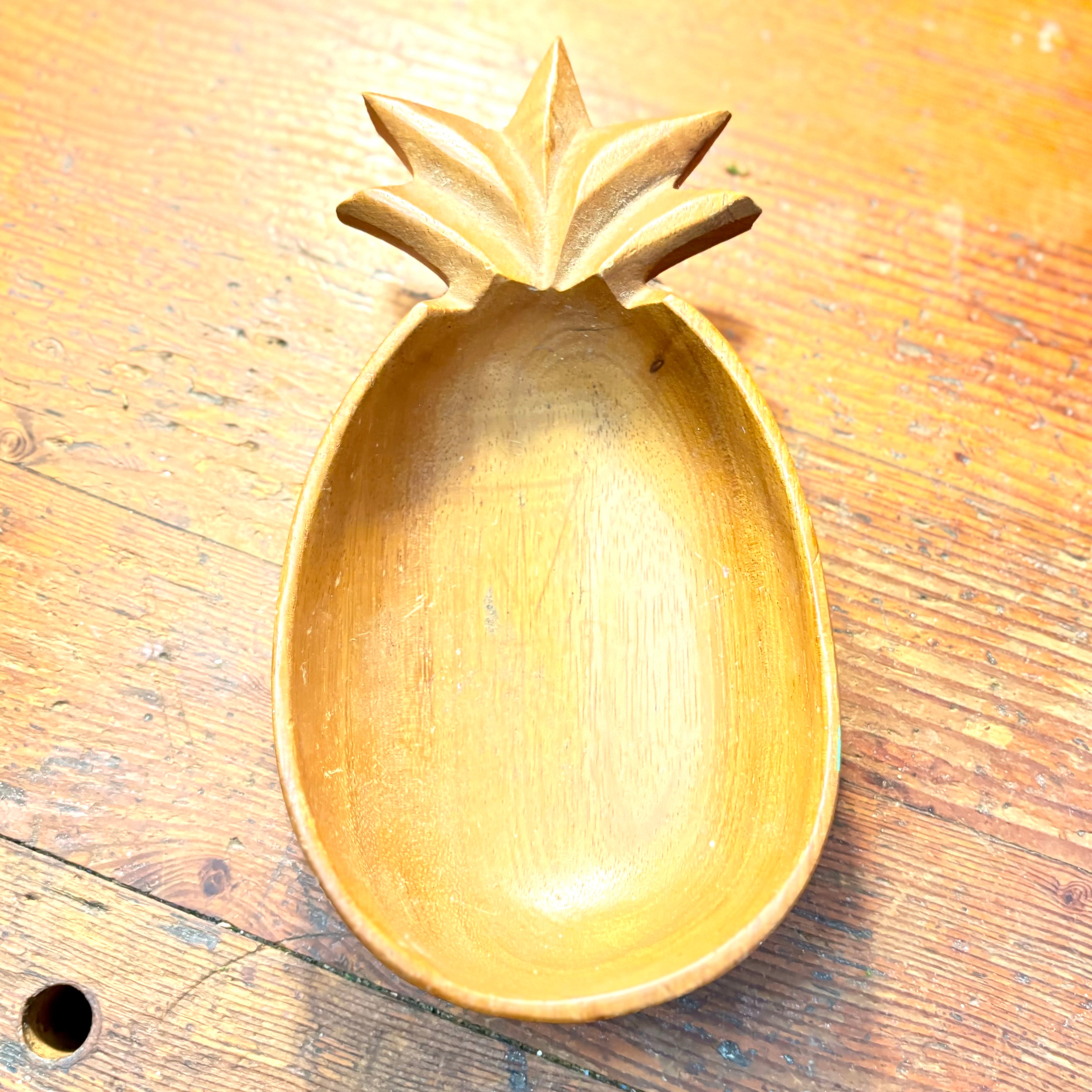 Vintage Monkey Pod Wooden Pineapple Bowl