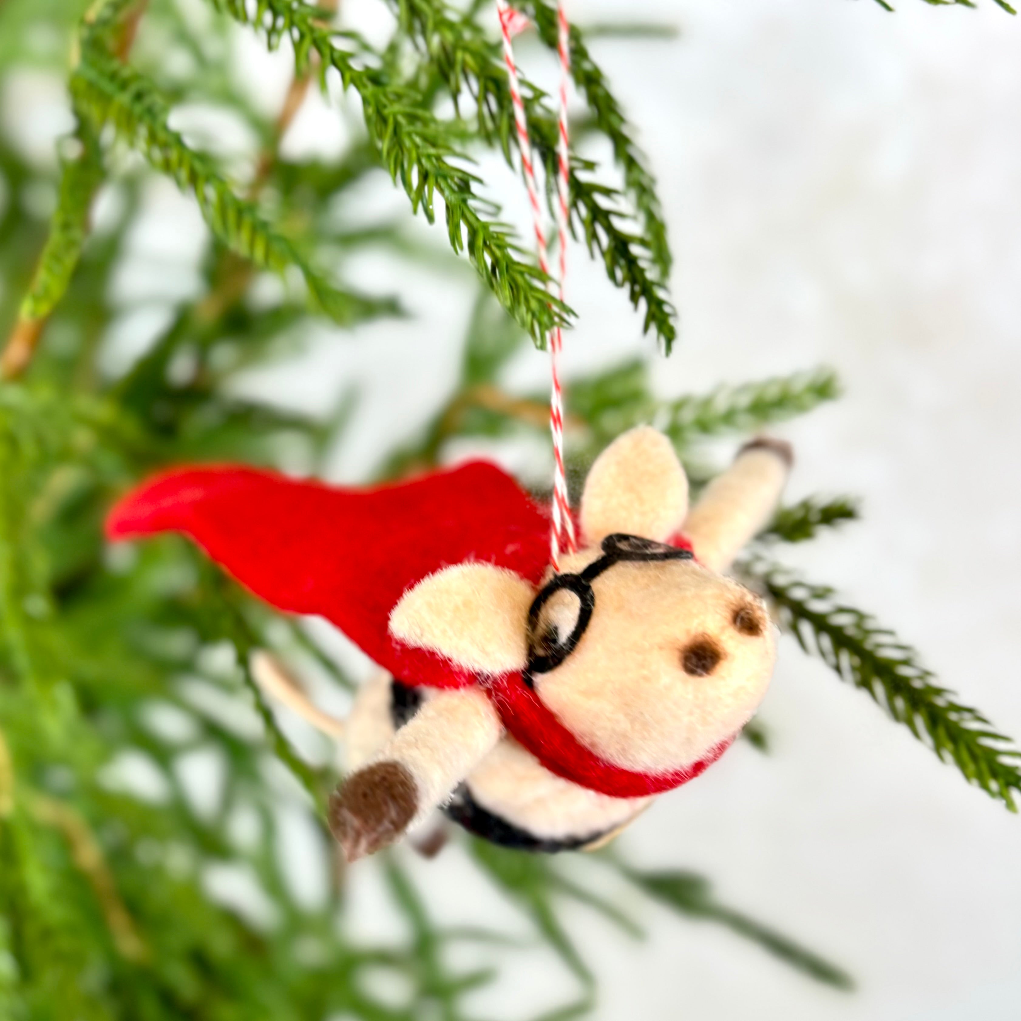 Felt Flying Pig Super Hero Ornament