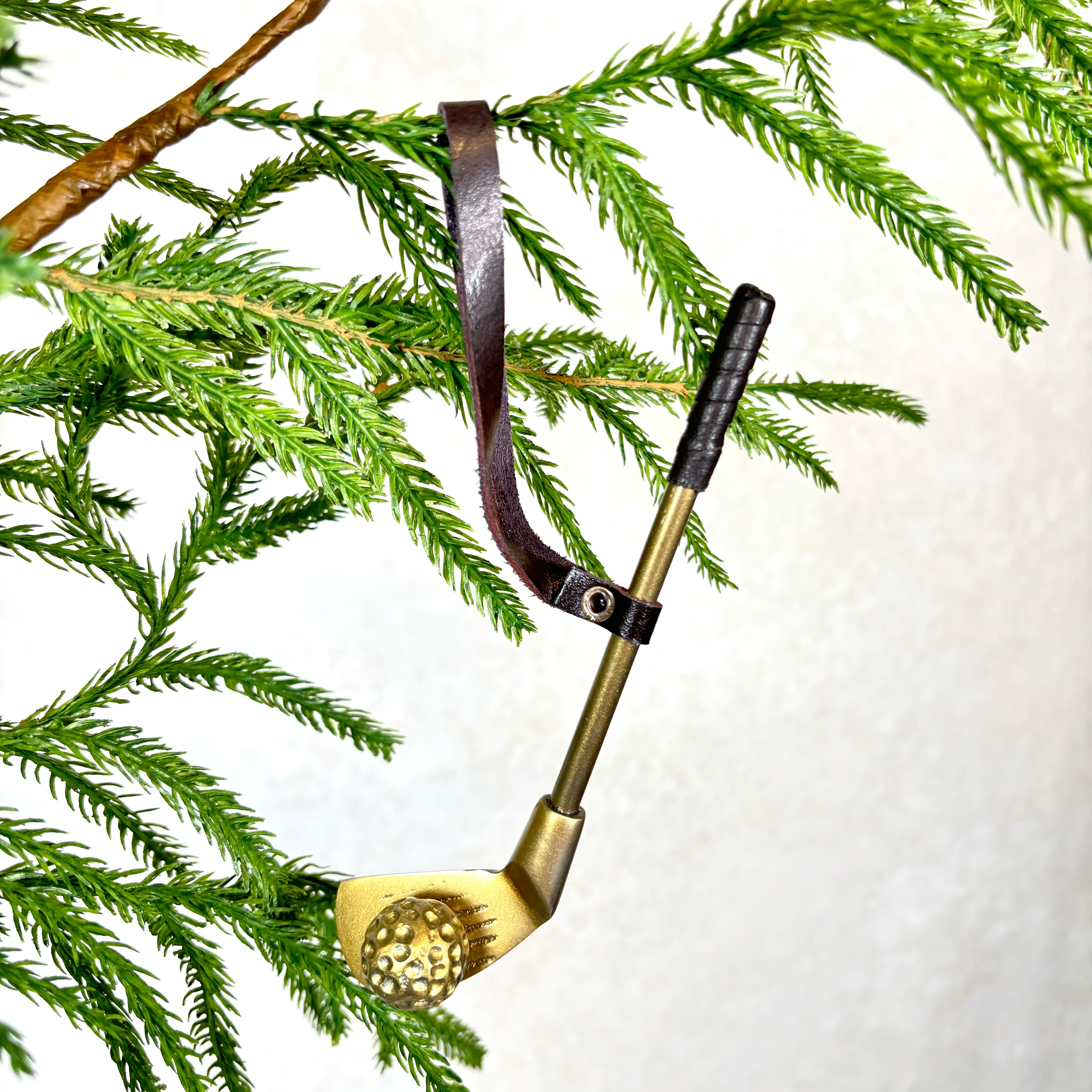 Metal Golf Club with Ball Ornament