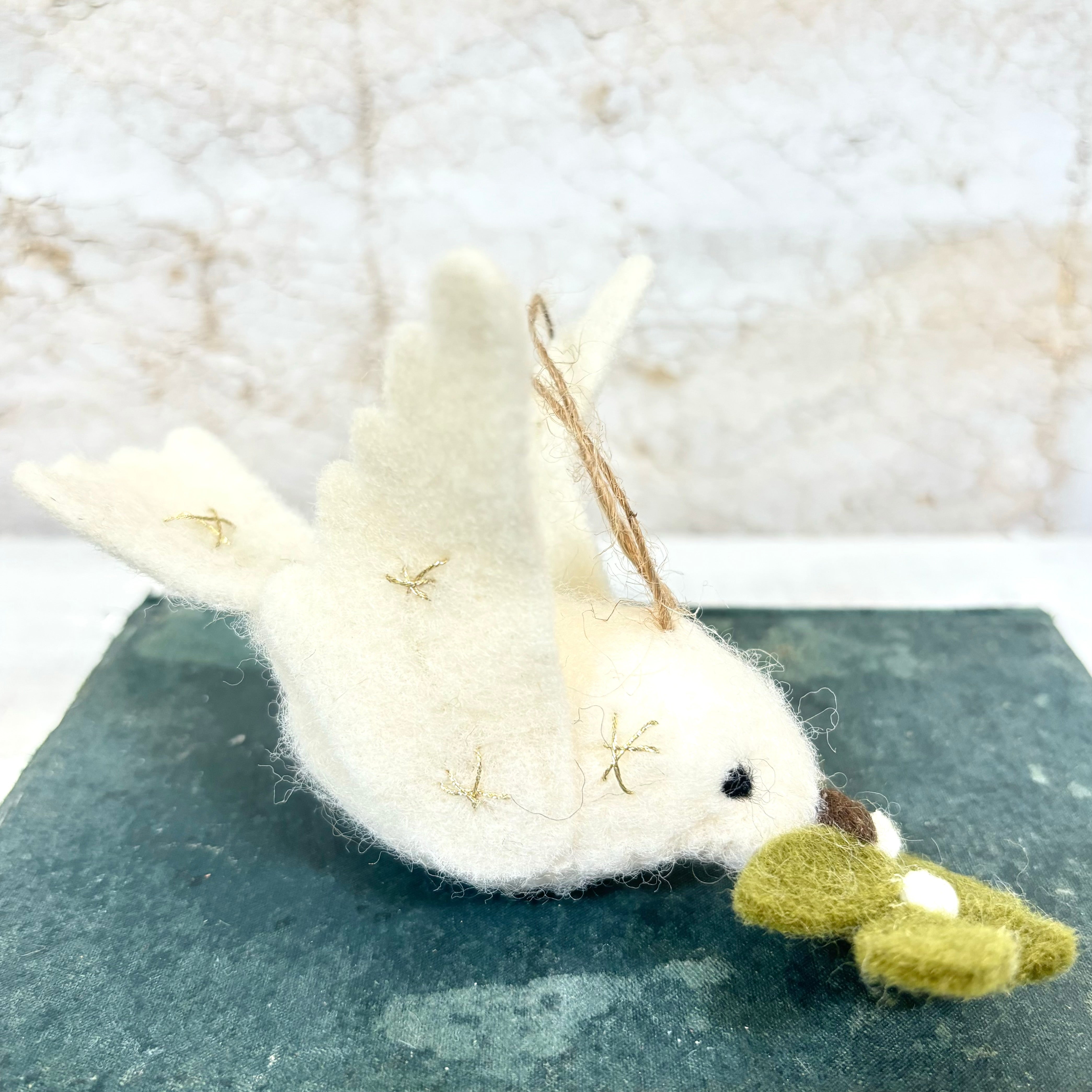 Felt Winter White Dove of Peace Ornament