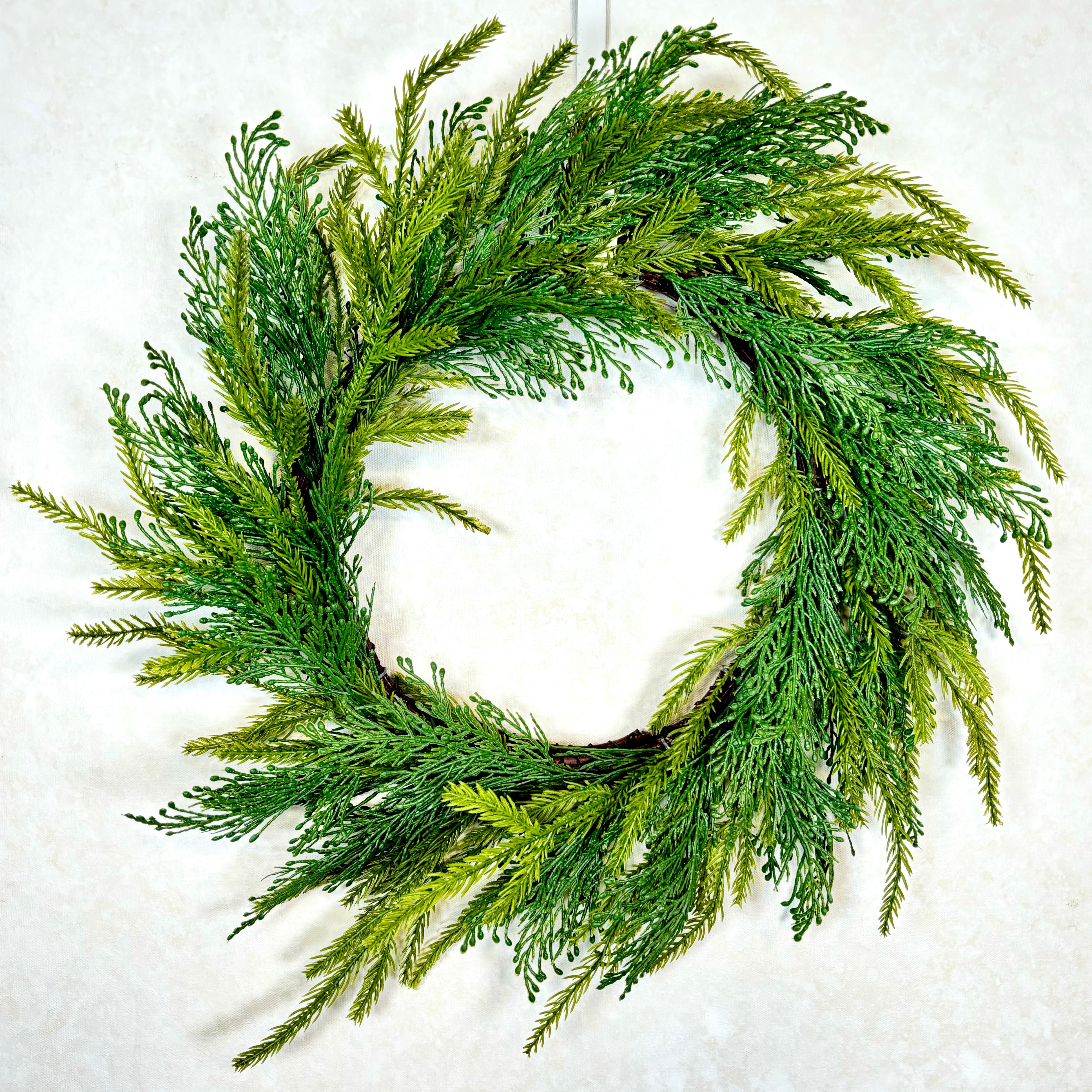 24"D Natural Touch Cedar Wreath