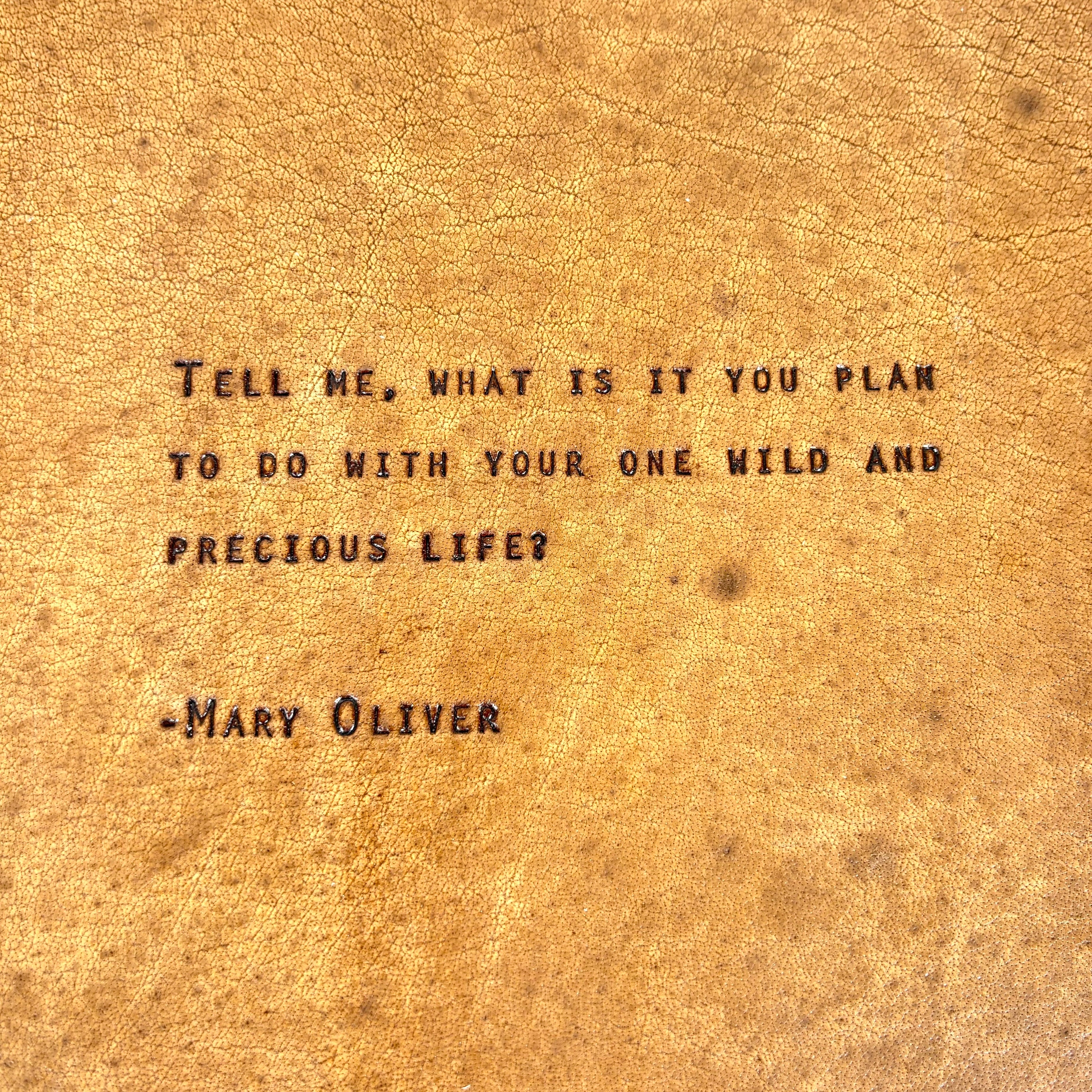 Large Mary Oliver Hand-Stamped Leather Journal