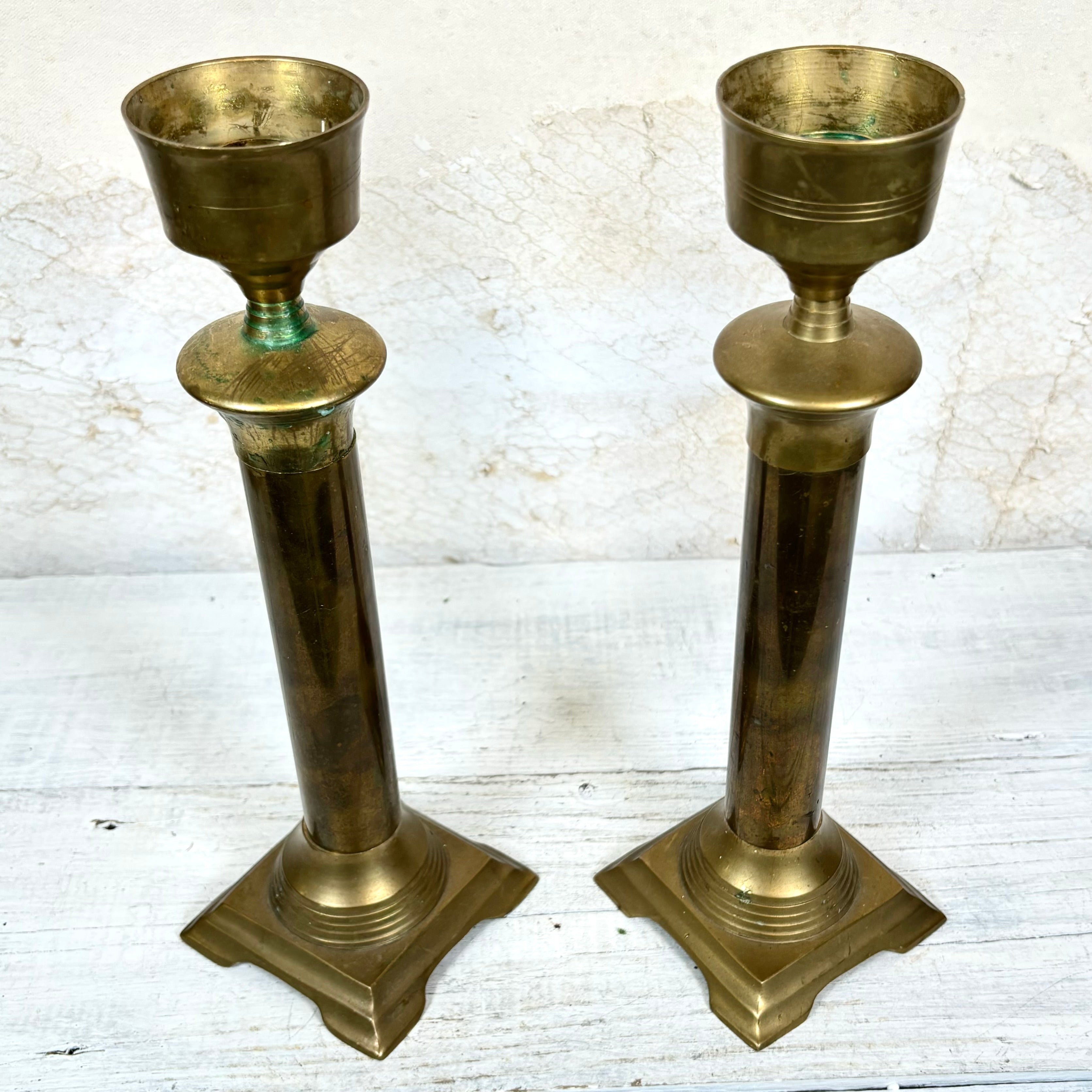 Vintage Brass Pair of Taper Candle Holders