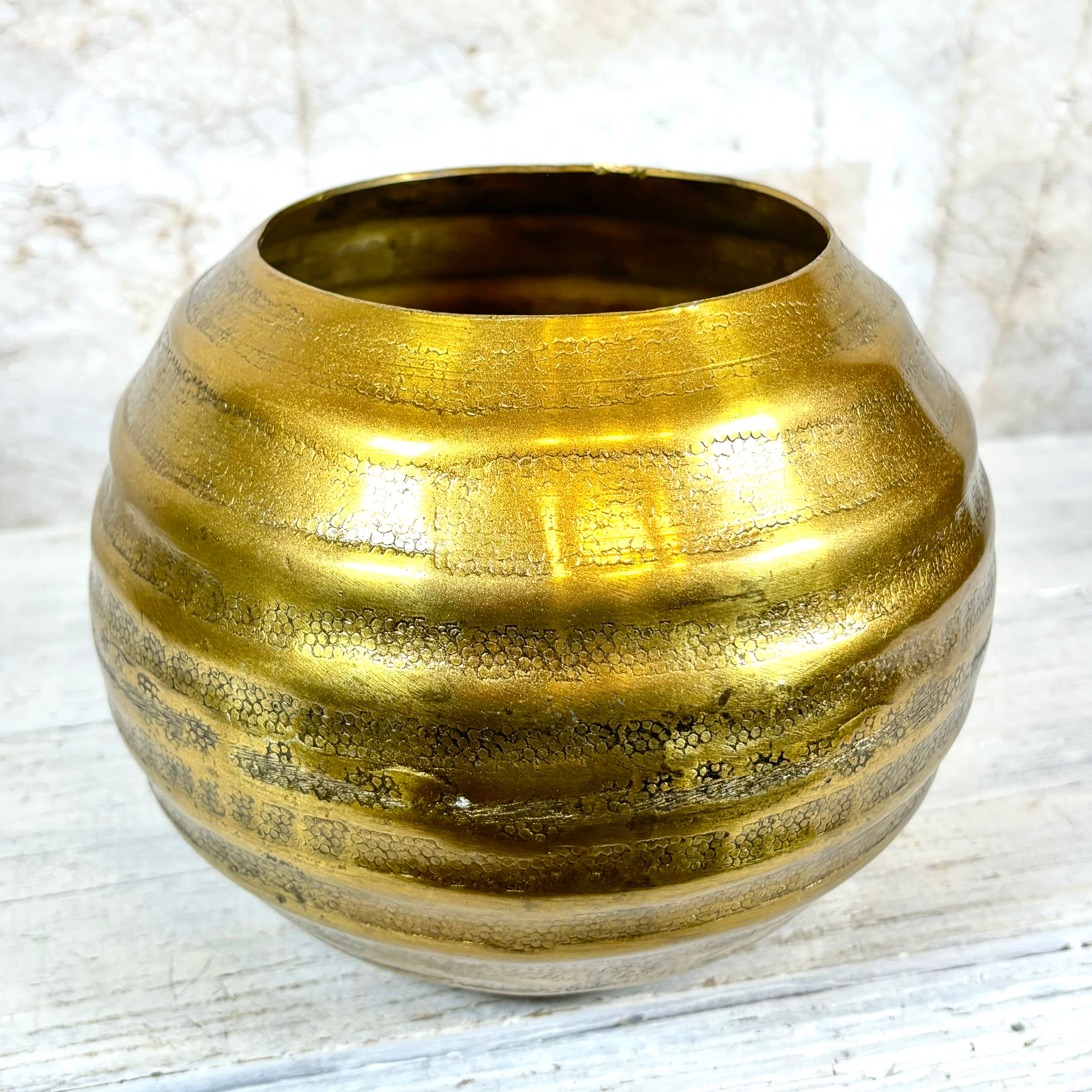 Aluminum Gold Grooved Bowl Large