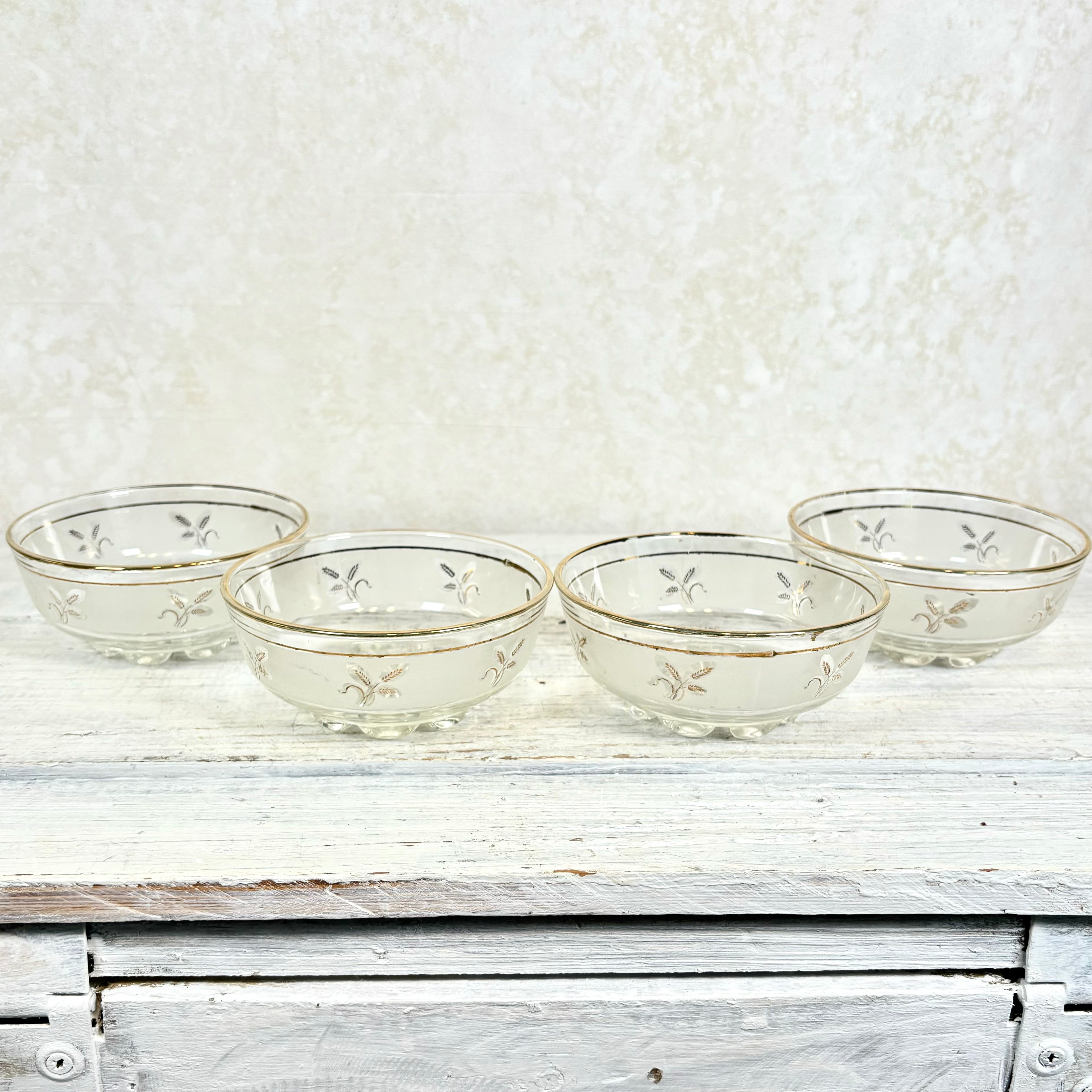 Vintage Glass Dessert Bowls Set of Four