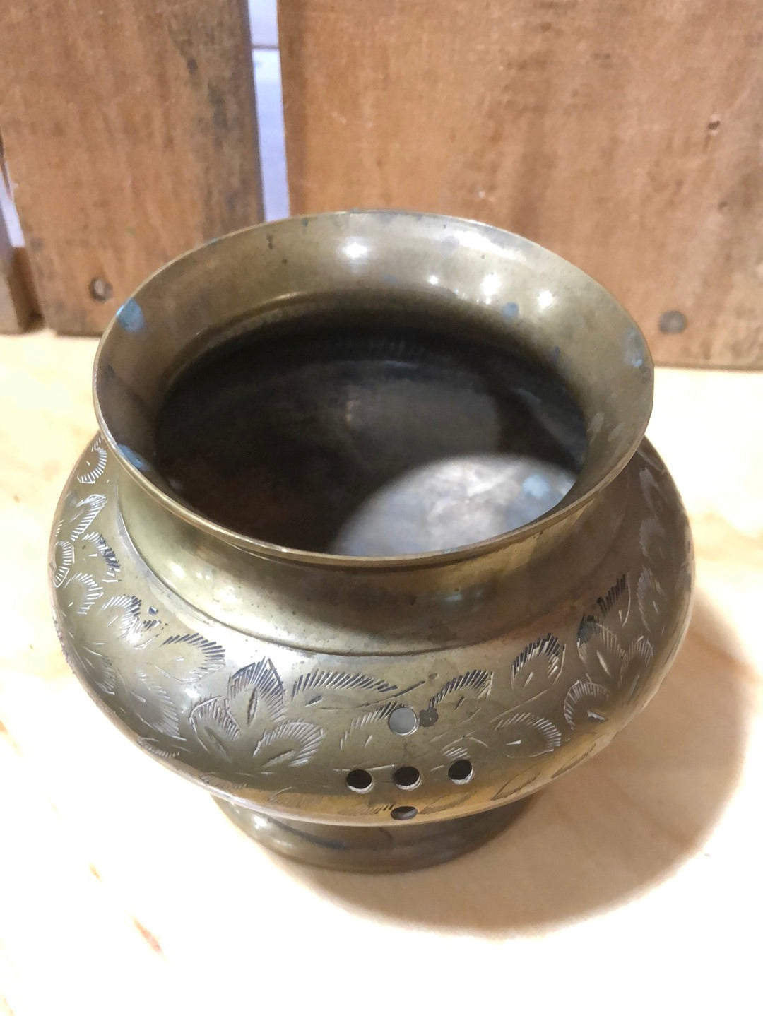 Vintage Brass Pot With Holes