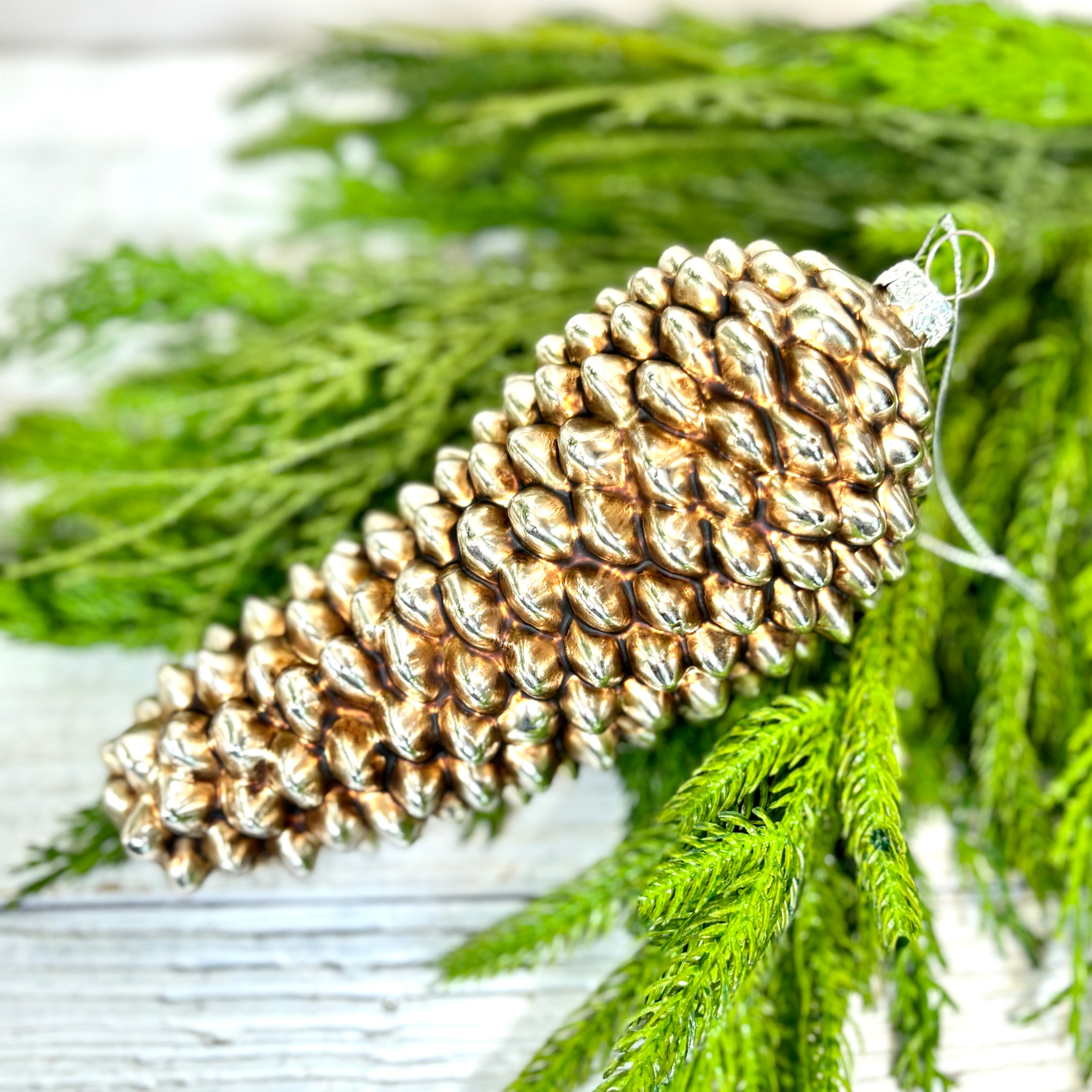 Antiqued Silver Pinecone Ornament