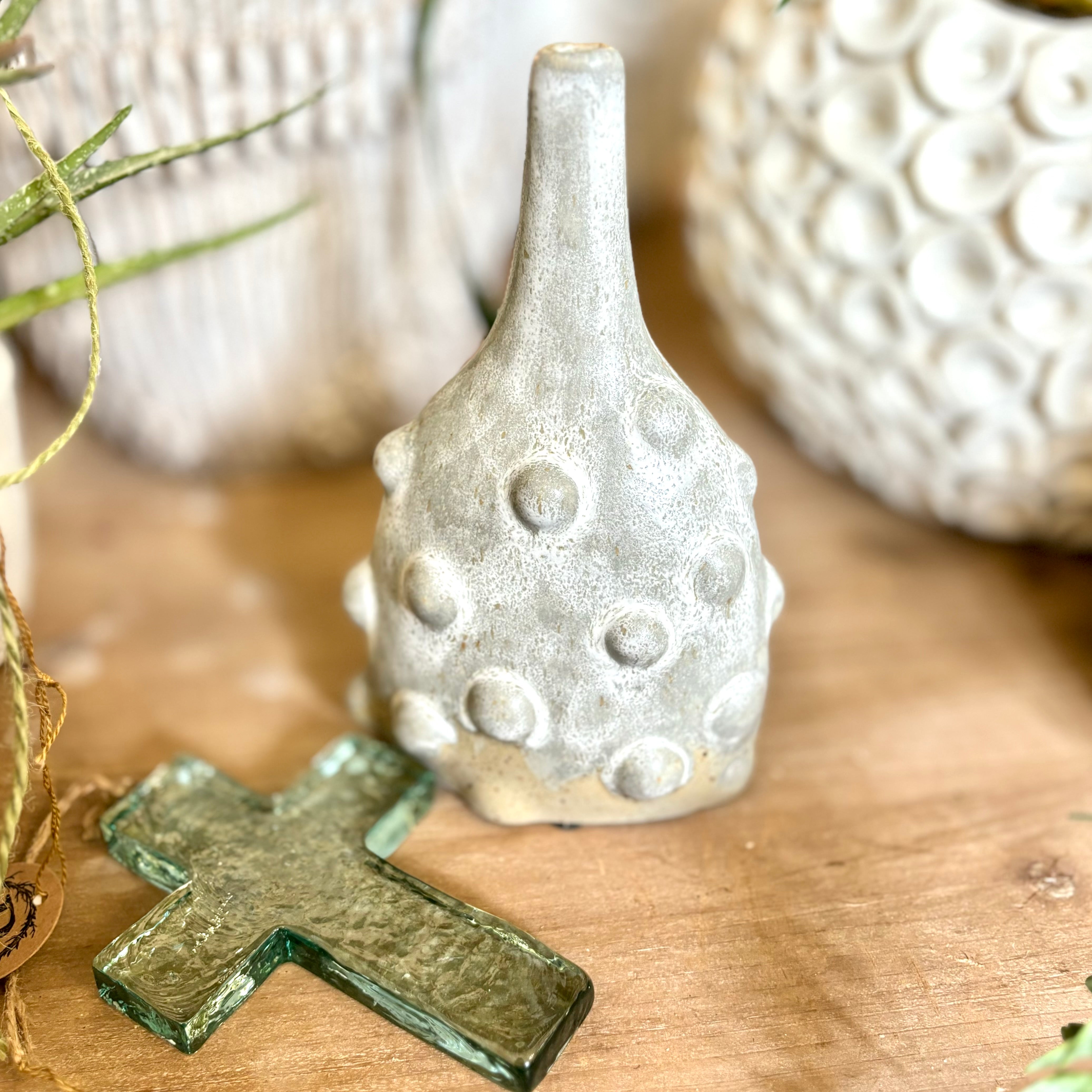 Stoneware Vase with Raised Dots