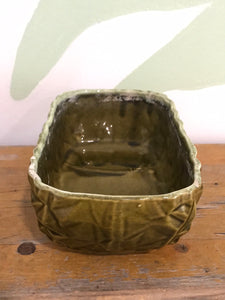 Green Mid Century Modern Patterned Footed Planter