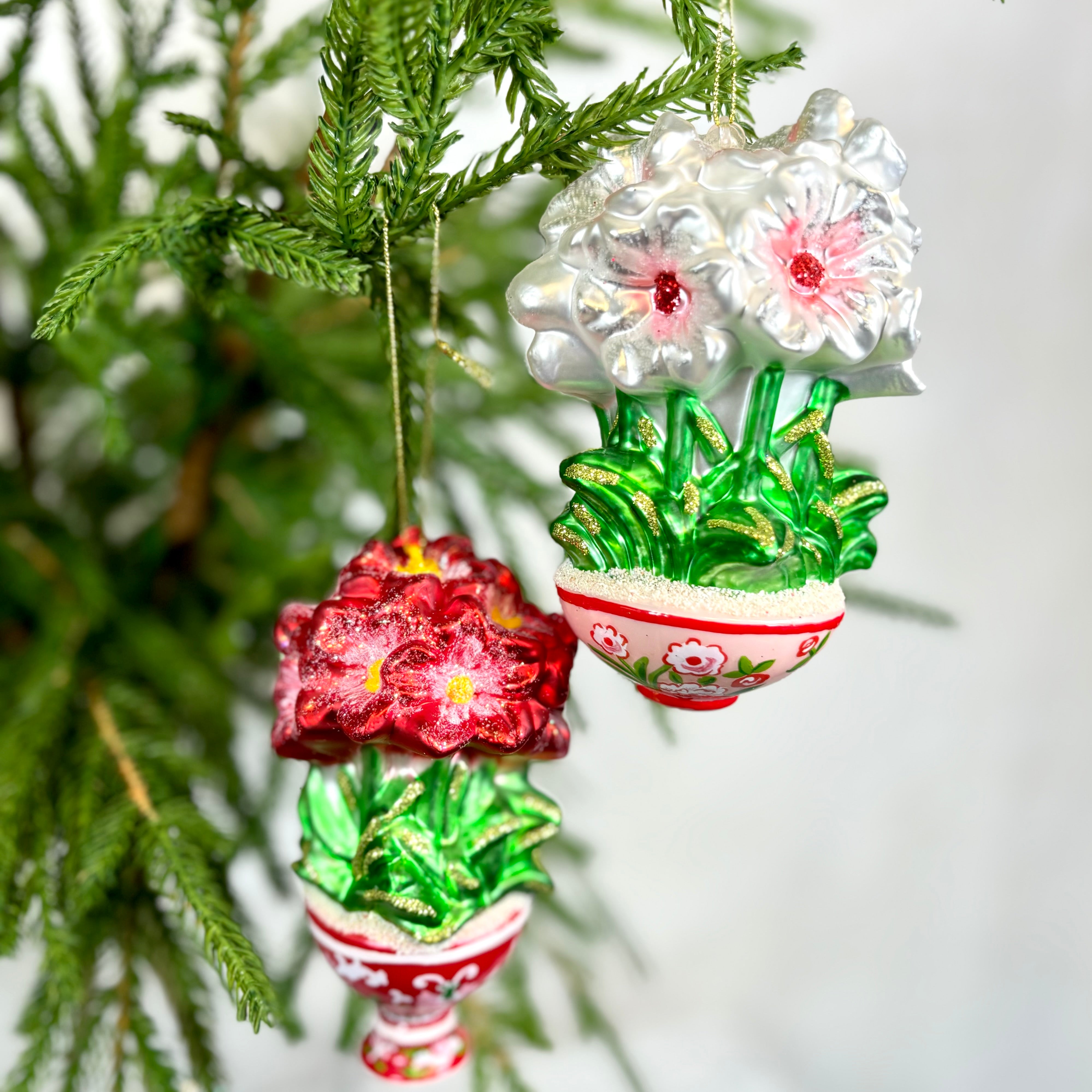 White Potted Amaryllis Ornament