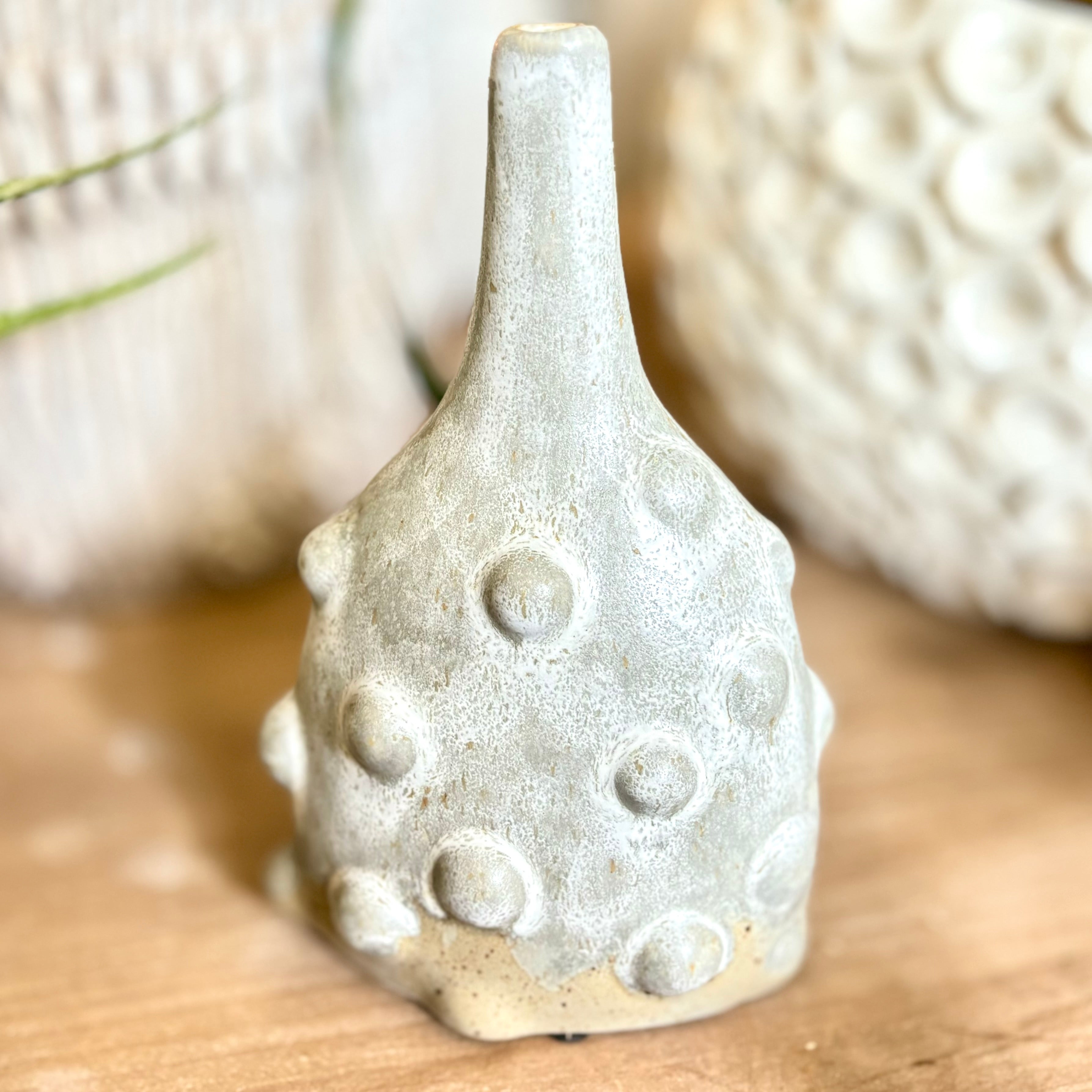 Stoneware Vase with Raised Dots