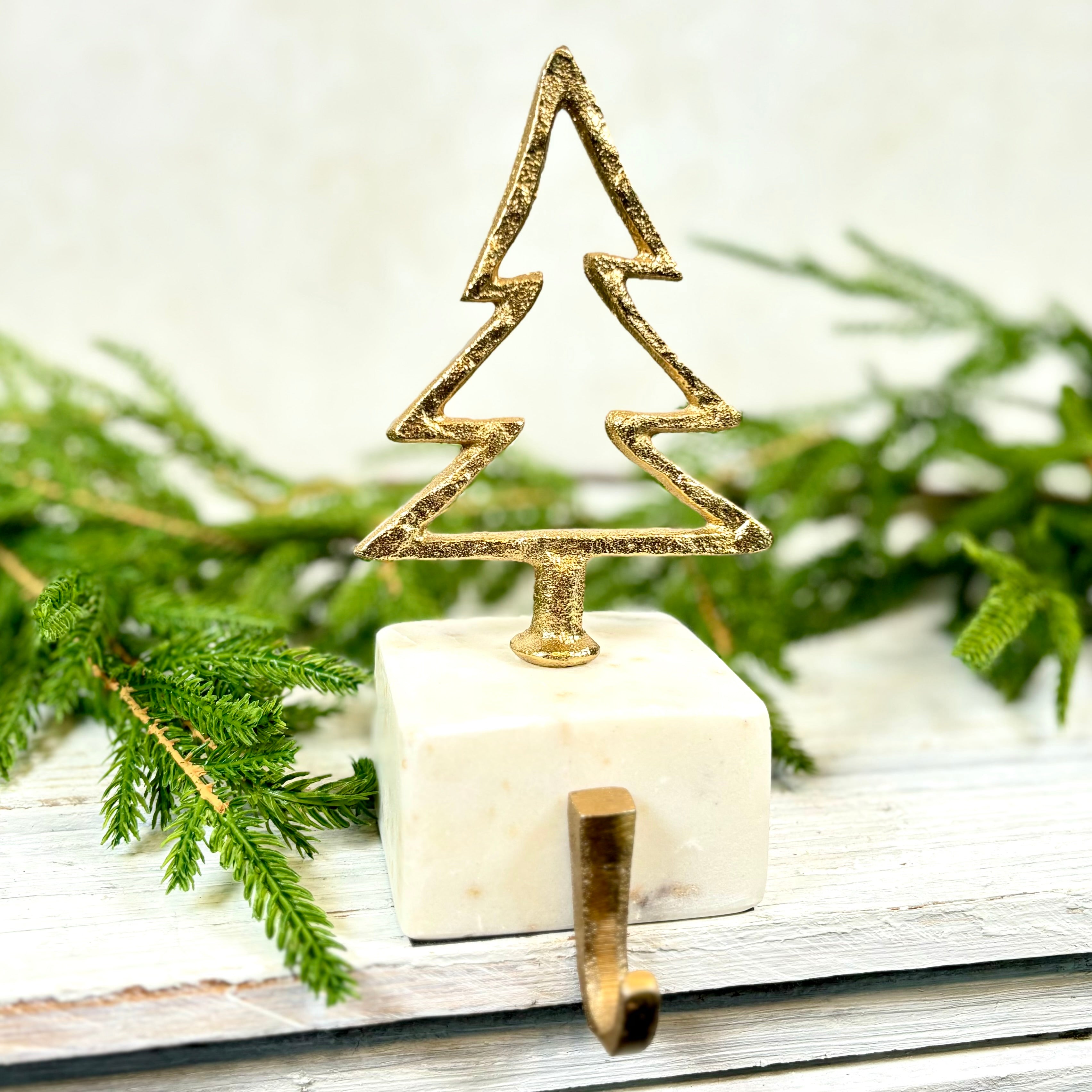 Gold Metal Tree Stocking Holder