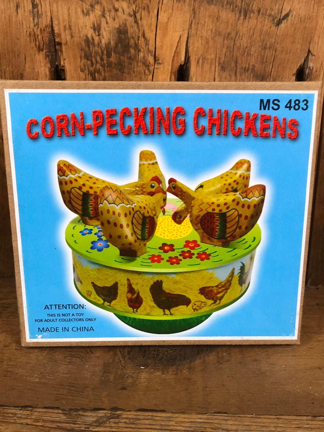 Windup Tin Corn-Pecking Chickens Game