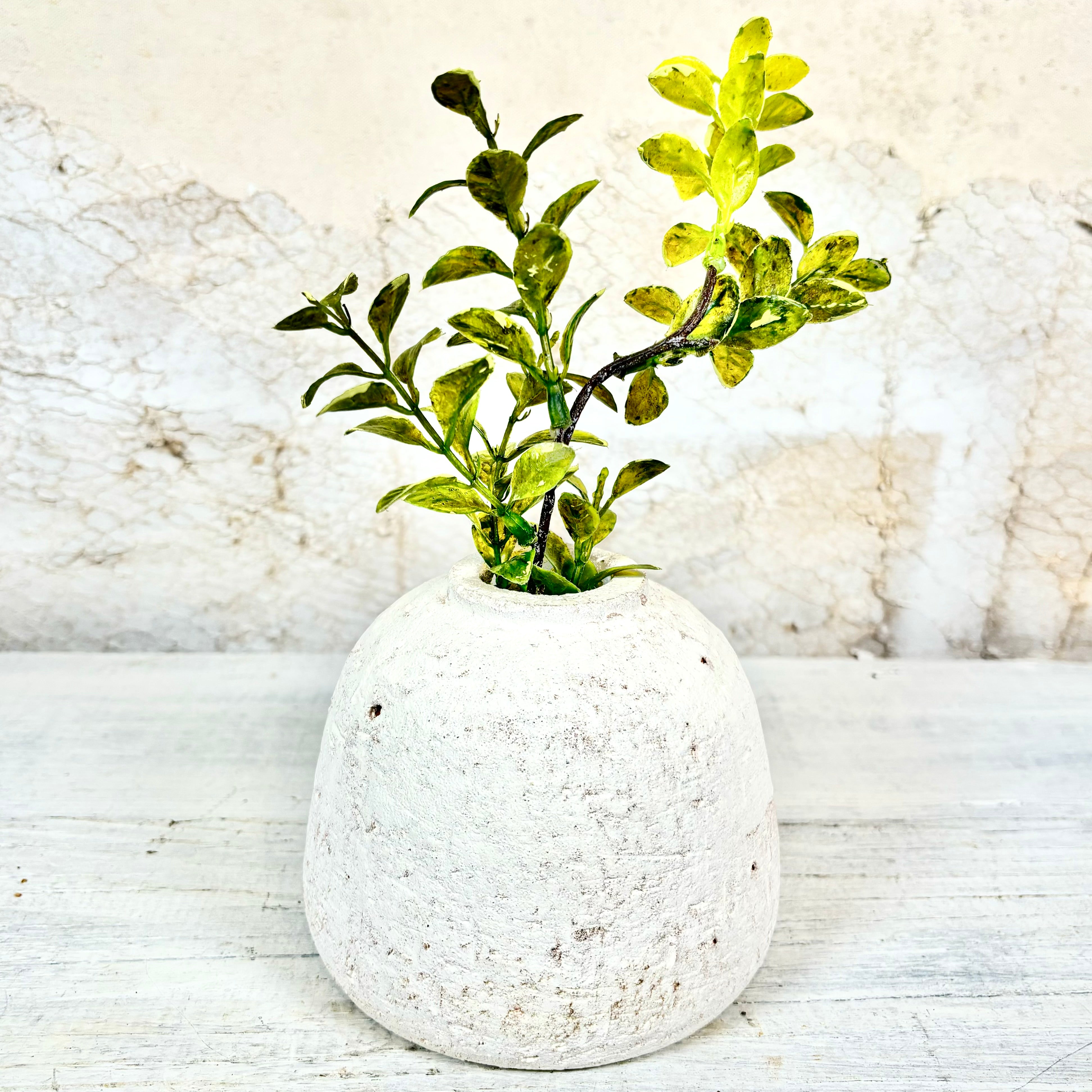 Terra Cotta White Textured Vase Short
