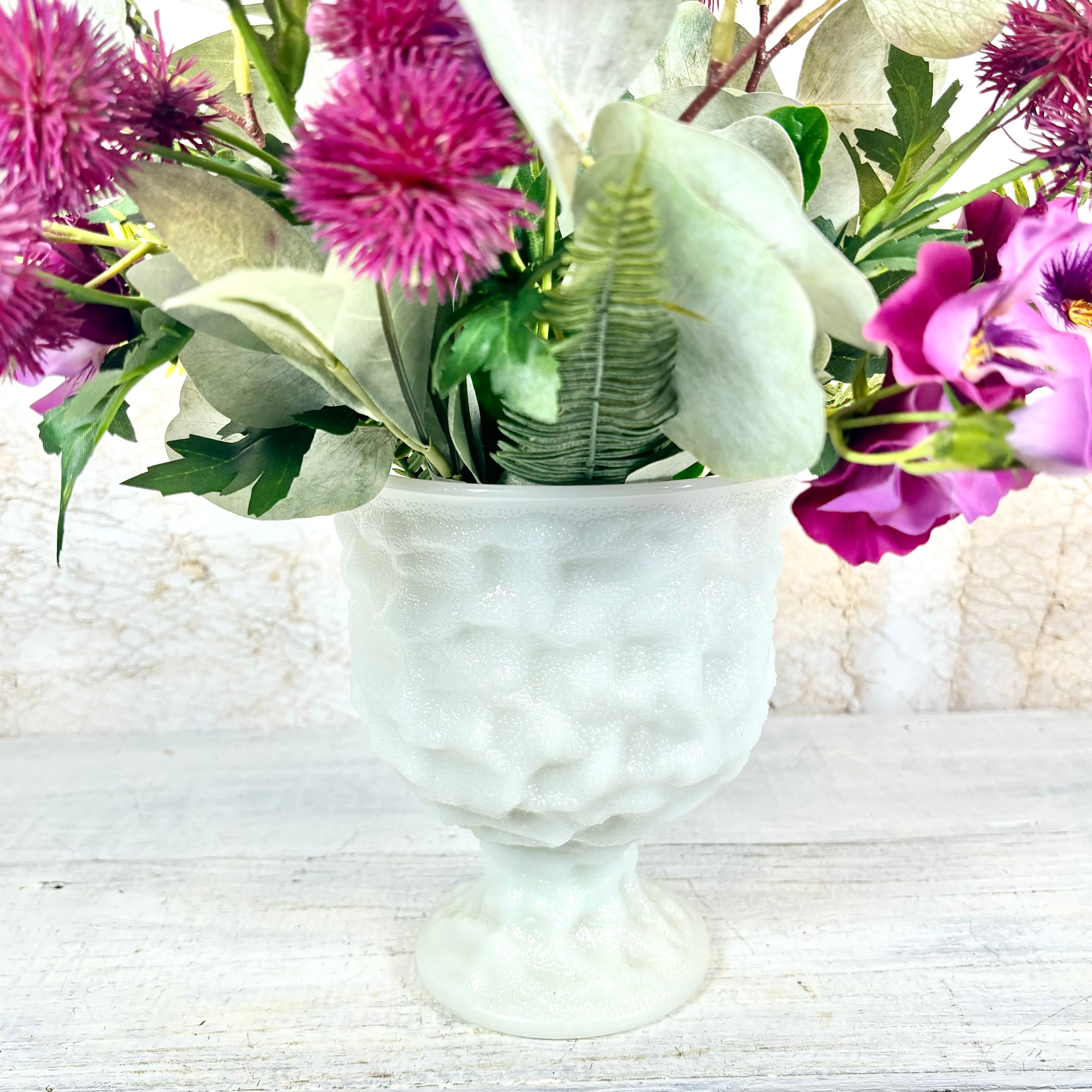 Vintage EO Brody Crinkled Milk Glass Vase