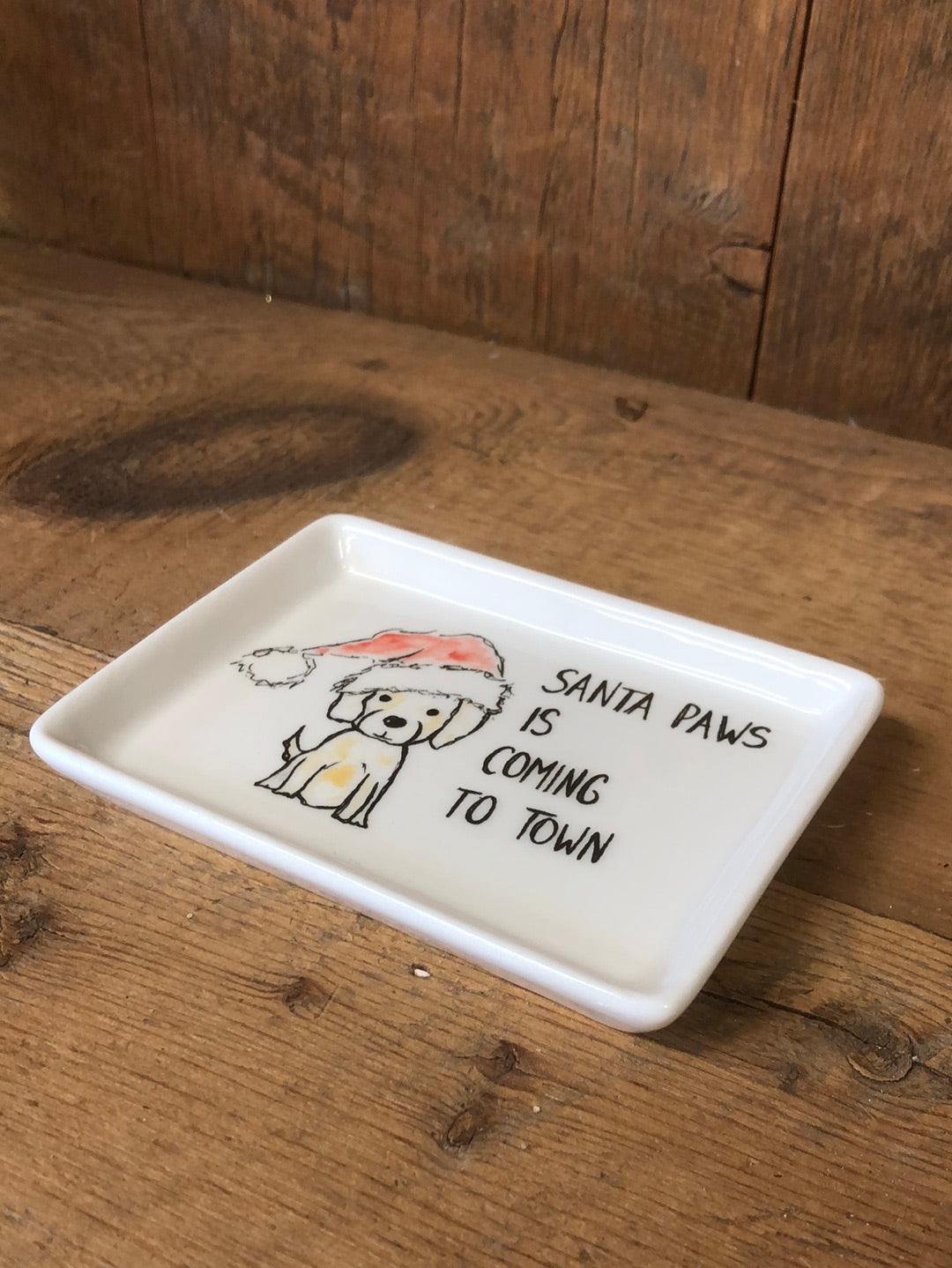 Santa Paws is Coming to Town Ceramic Trinket Dish