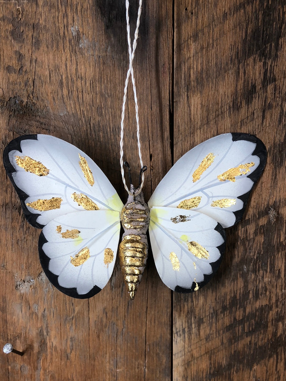 Moth with Gold Markings Paper Mache Ornament