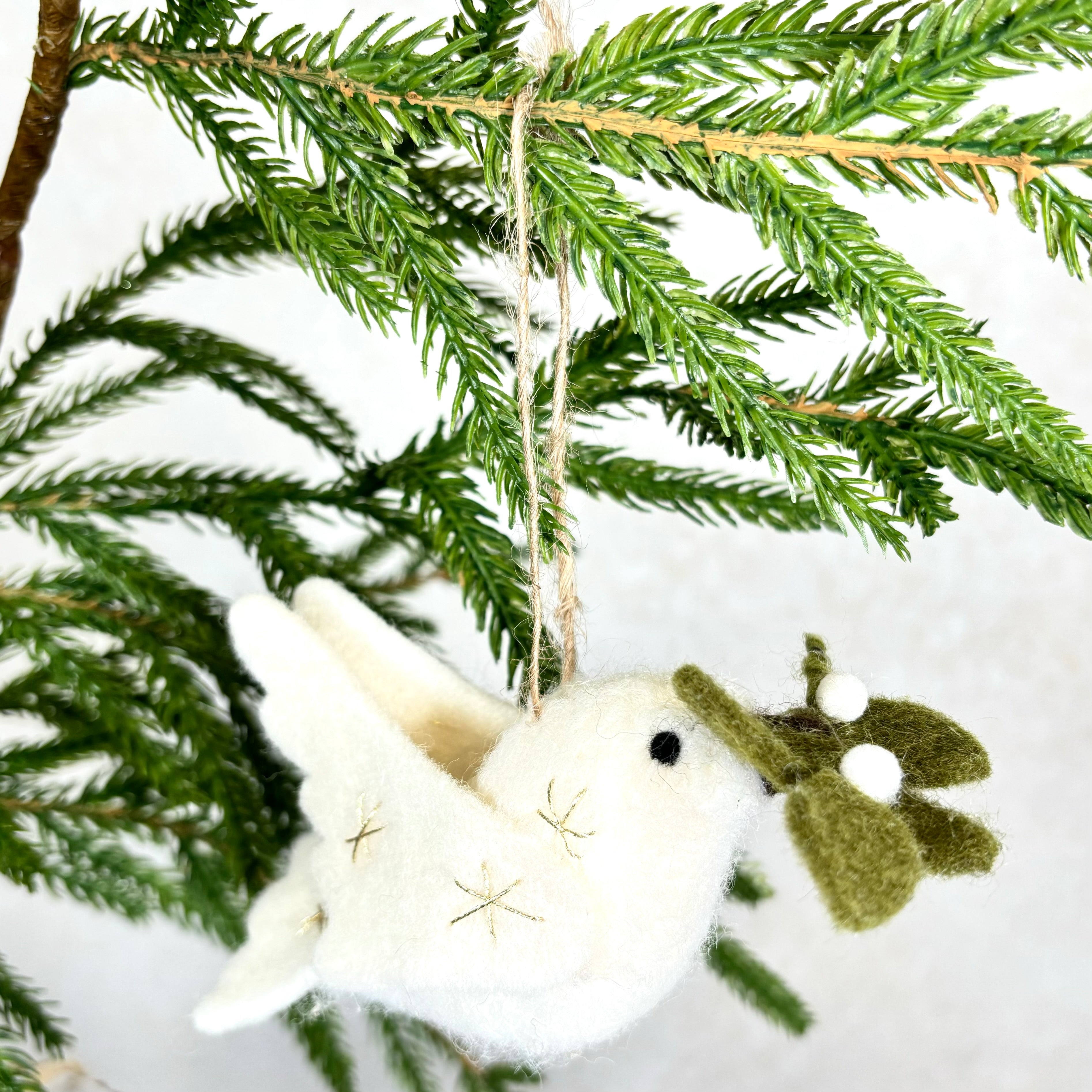 Felt Winter White Dove of Peace Ornament