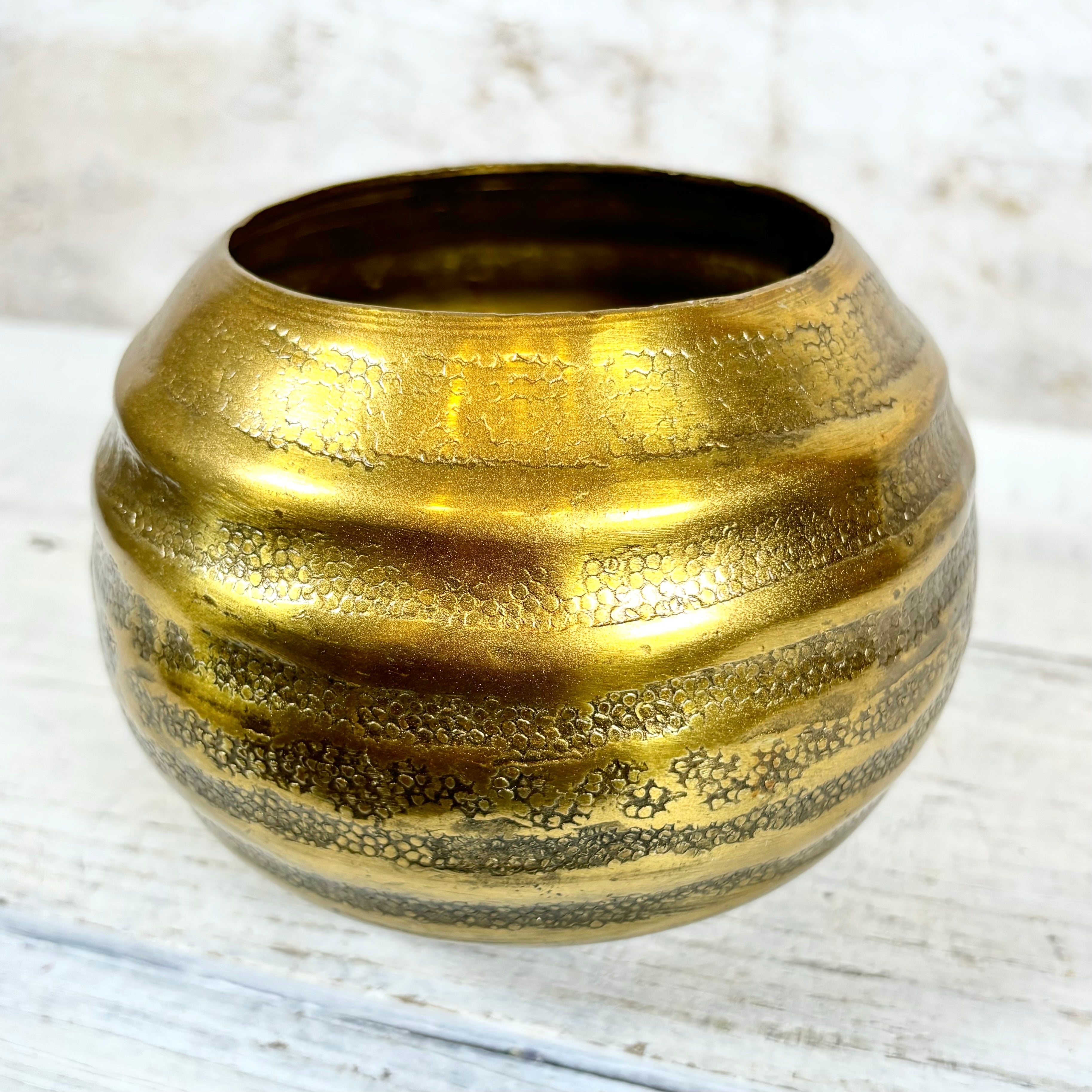 Aluminum Gold Grooved Bowl Small