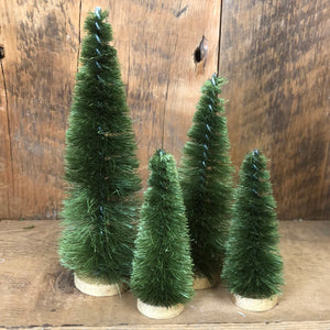 Boxed Set of Four Green Bottle Brush Trees